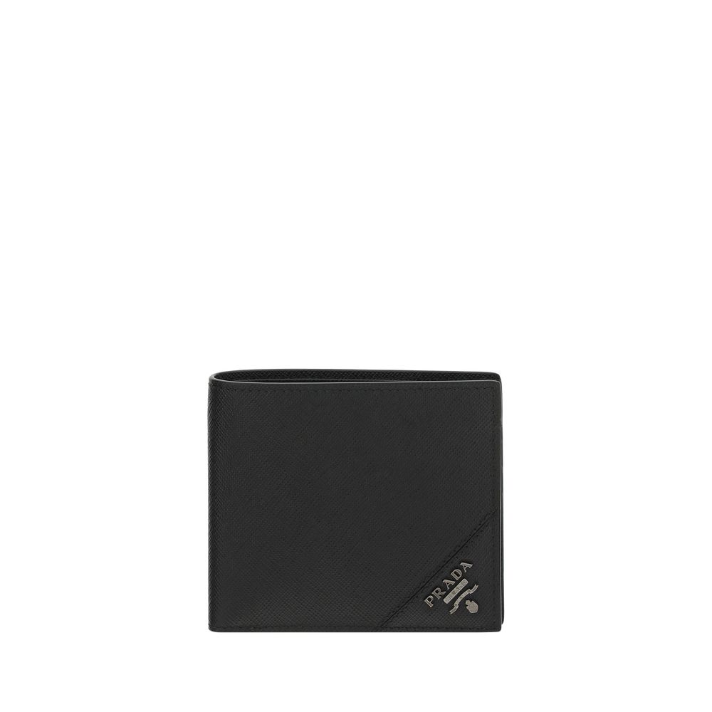 Prada Black Calf Leather Bos Taurus Men's Wallet