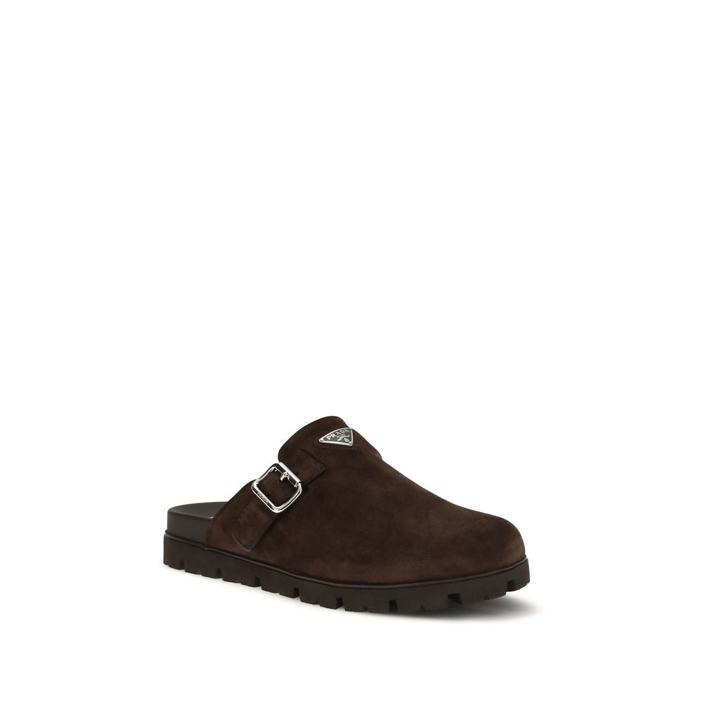 Prada Brown Calf Leather Bos Taurus Men's Mules