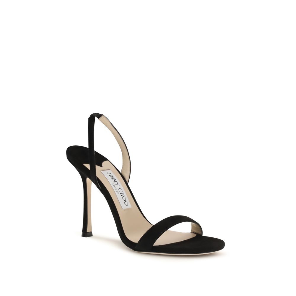 Jimmy Choo Black Calf Leather Bos Taurus Stiletto Heel Women's Sandals