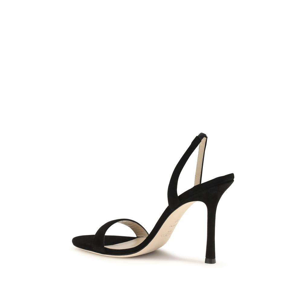 Jimmy Choo Black Calf Leather Bos Taurus Stiletto Heel Women's Sandals