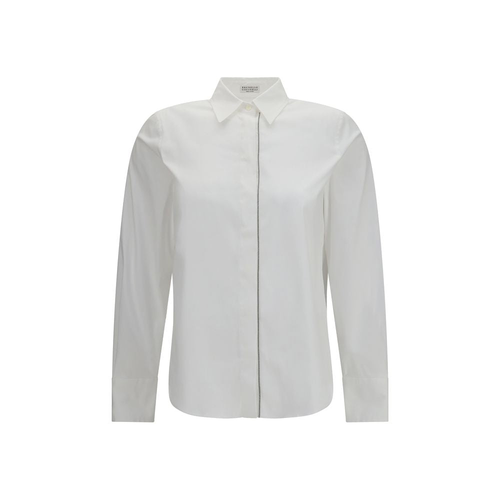 Brunello Cucinelli White Cotton Dress Women's Shirt
