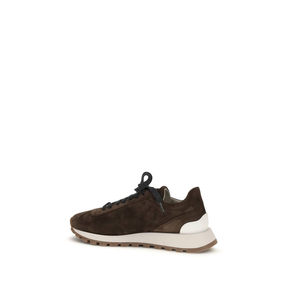 Brunello Cucinelli Brown Calf Leather Bos Taurus Athletic Women's Sneakers