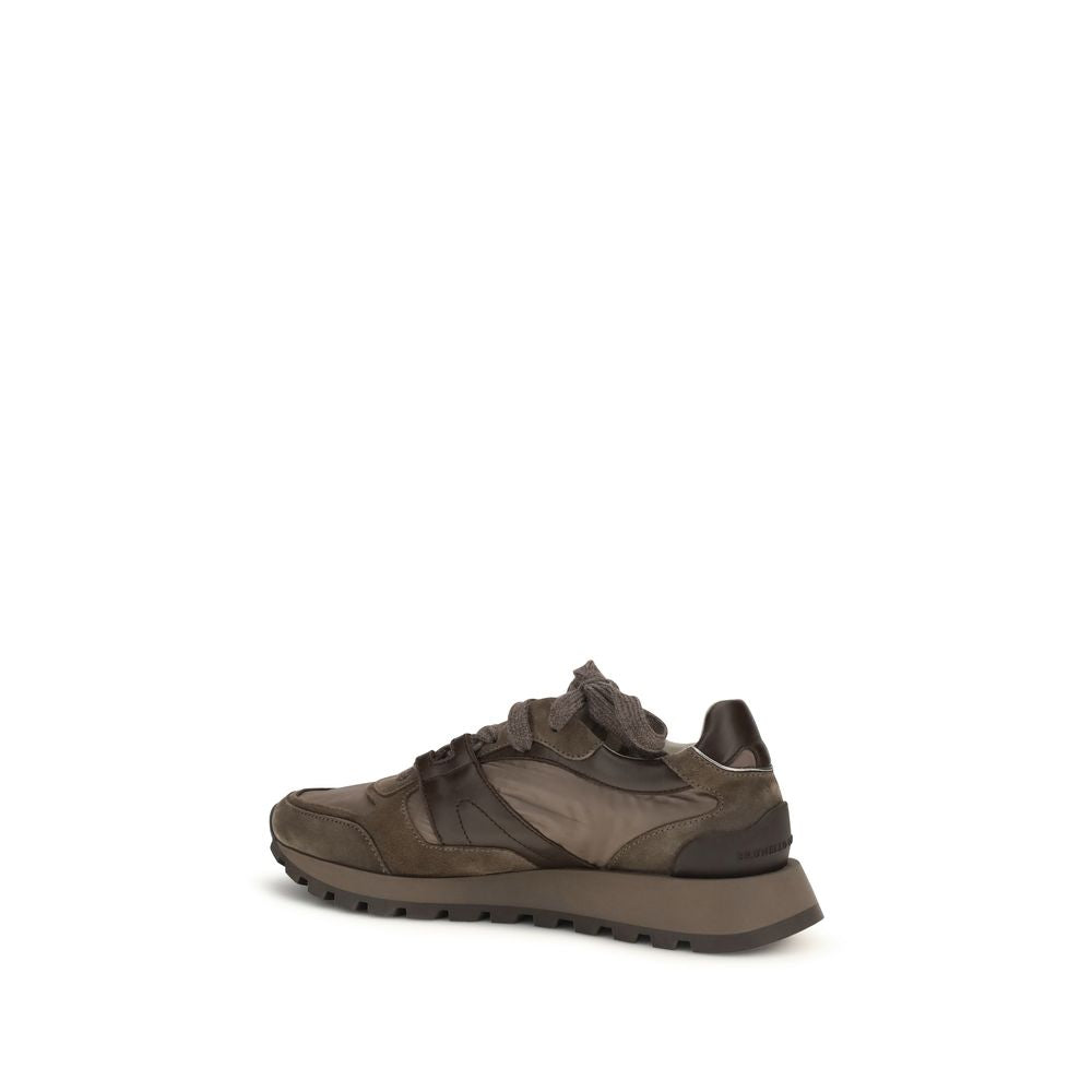 Brunello Cucinelli Brown Calf Leather Bos Taurus Athletic Women's Sneakers