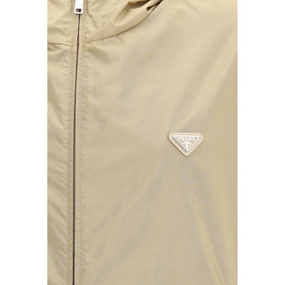 Prada Beige Recycled Polyamide Shell Men's Jacket