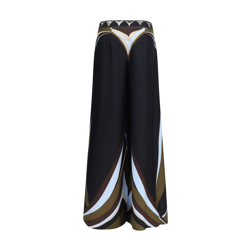 Emilio Pucci Black Silk Flared Women's Pants