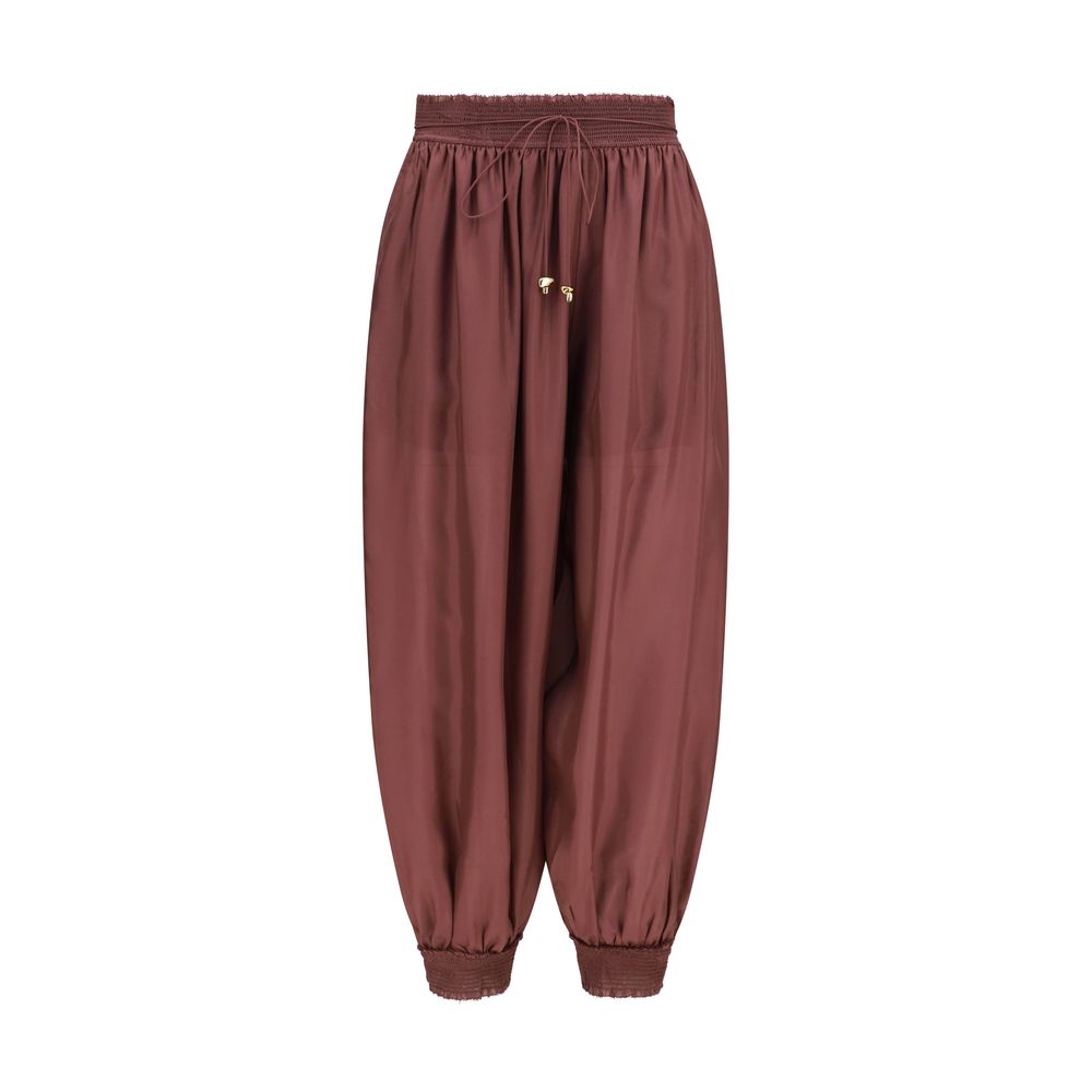 Zimmermann Bordeaux Silk Casual Women's Pants