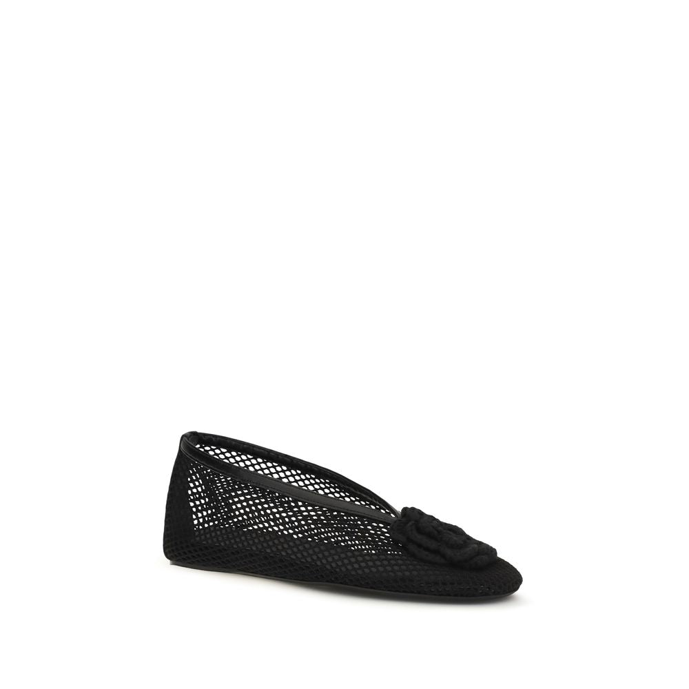 Ganni Black Polyethylene Ballet Women's Flats