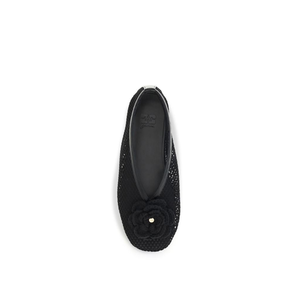 Ganni Black Polyethylene Ballet Women's Flats