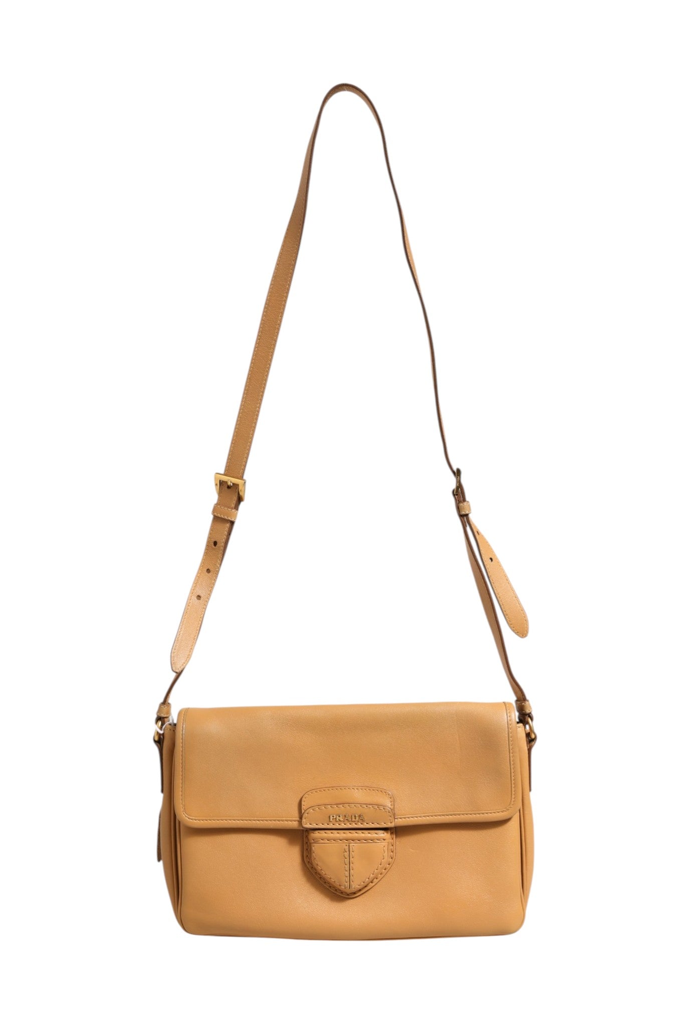 Prada Sidonie Beige Pebble Leather shoulder Women's bag (Pre-Owned)