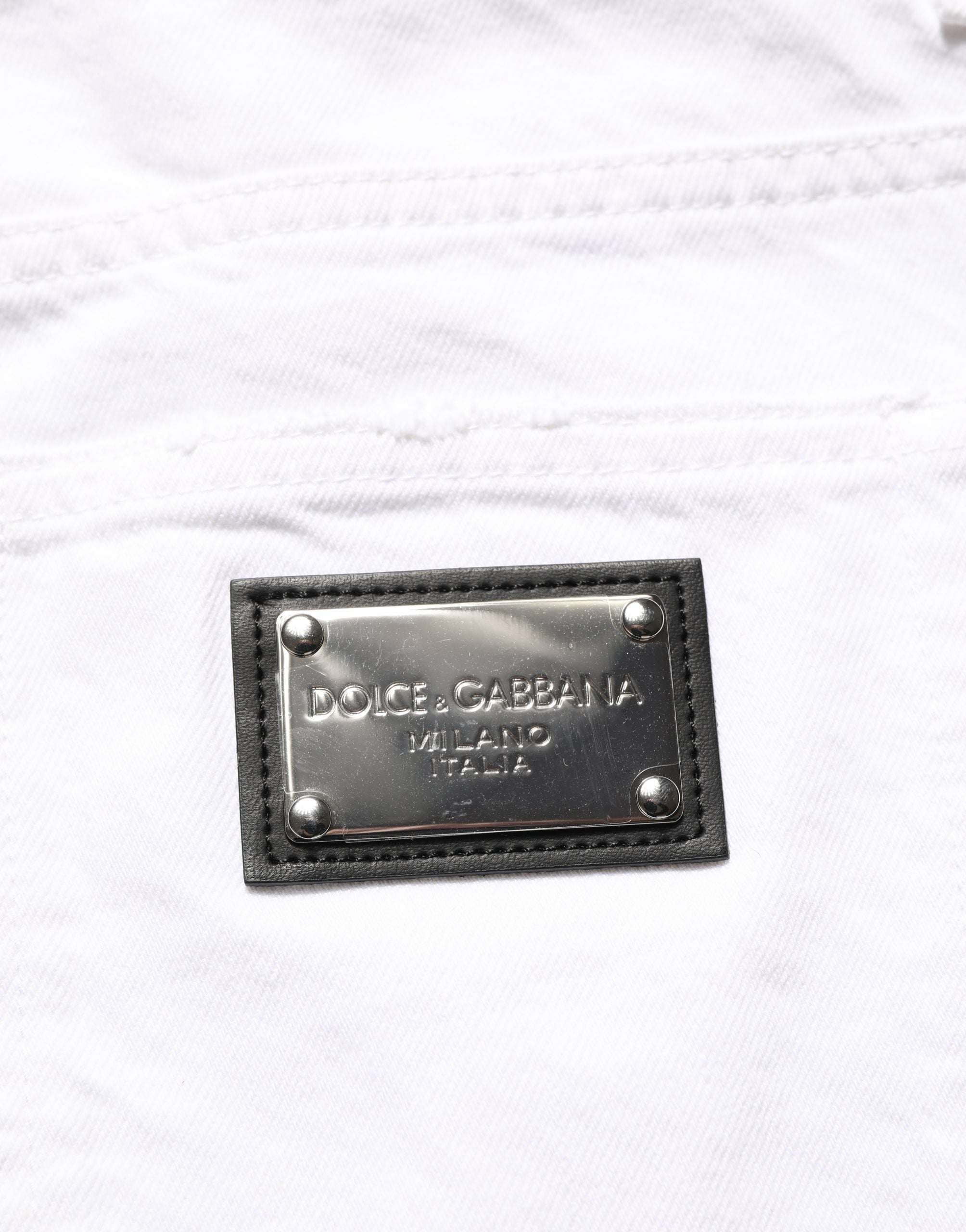 Dolce & Gabbana White Cotton Ripped Slim Fit Men Denim Men's Jeans