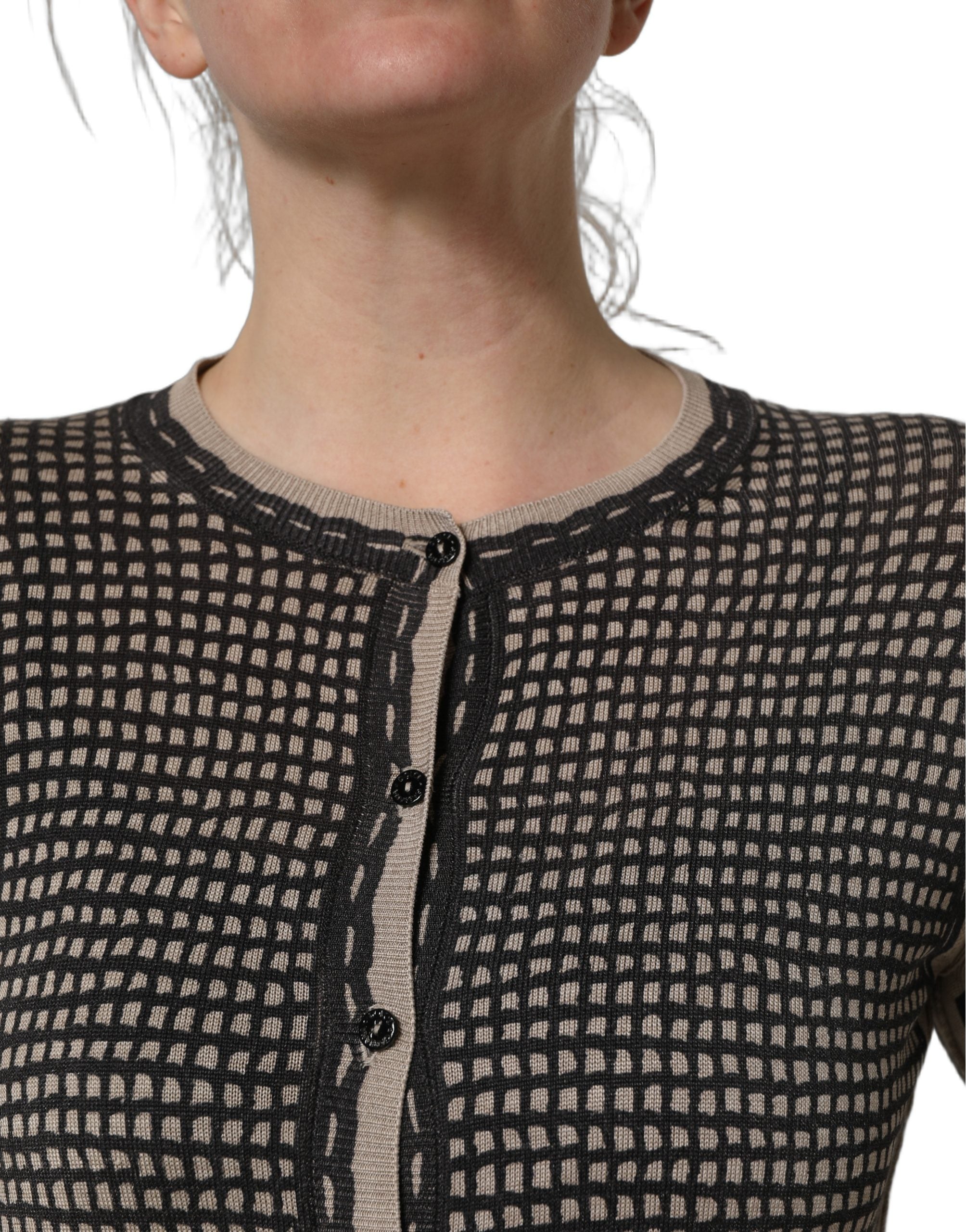 Dolce & Gabbana Black Floral Lace ButtonDownCardigan Women's Sweater (Pre-Owned)