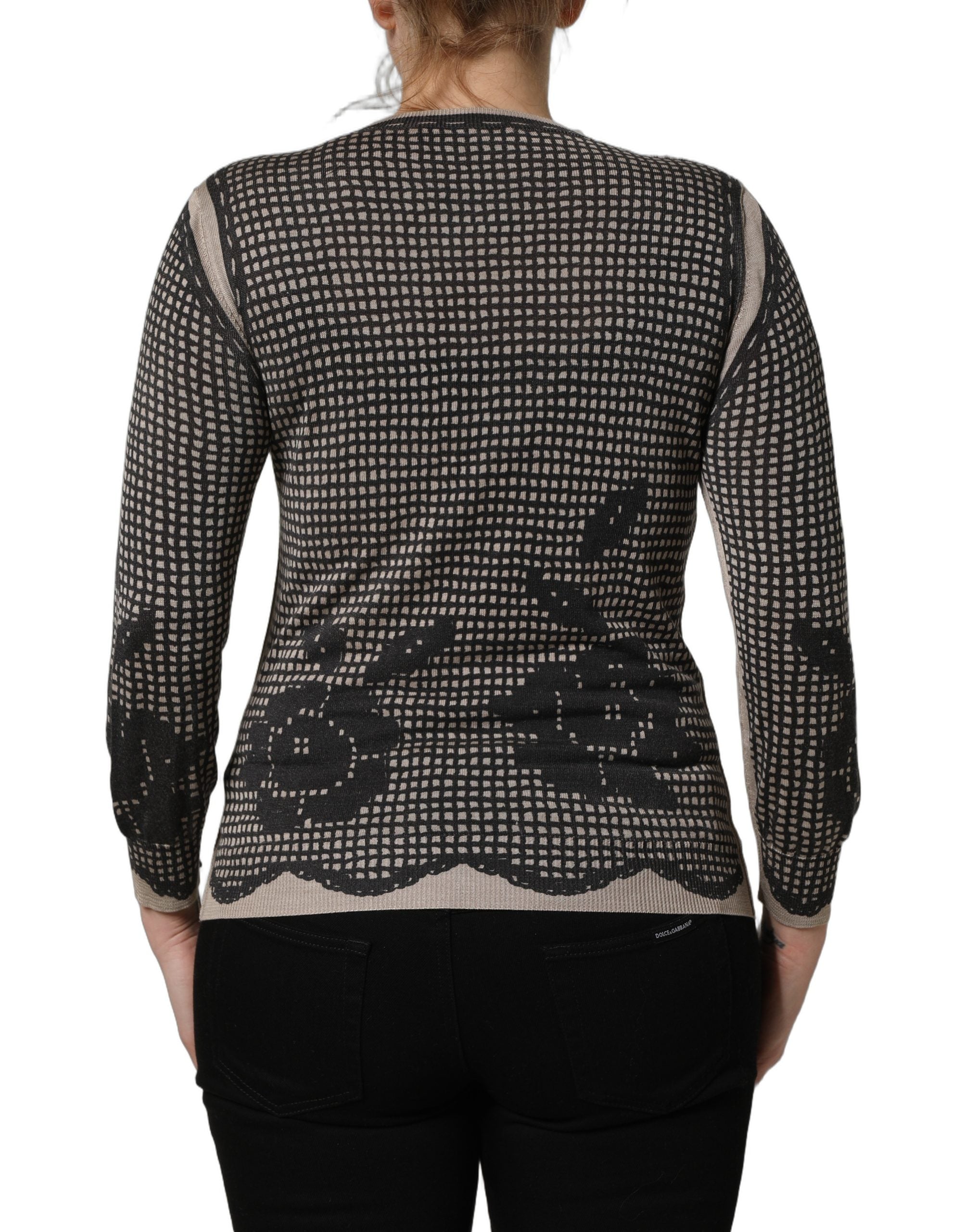 Dolce & Gabbana Black Floral Lace ButtonDownCardigan Women's Sweater (Pre-Owned)