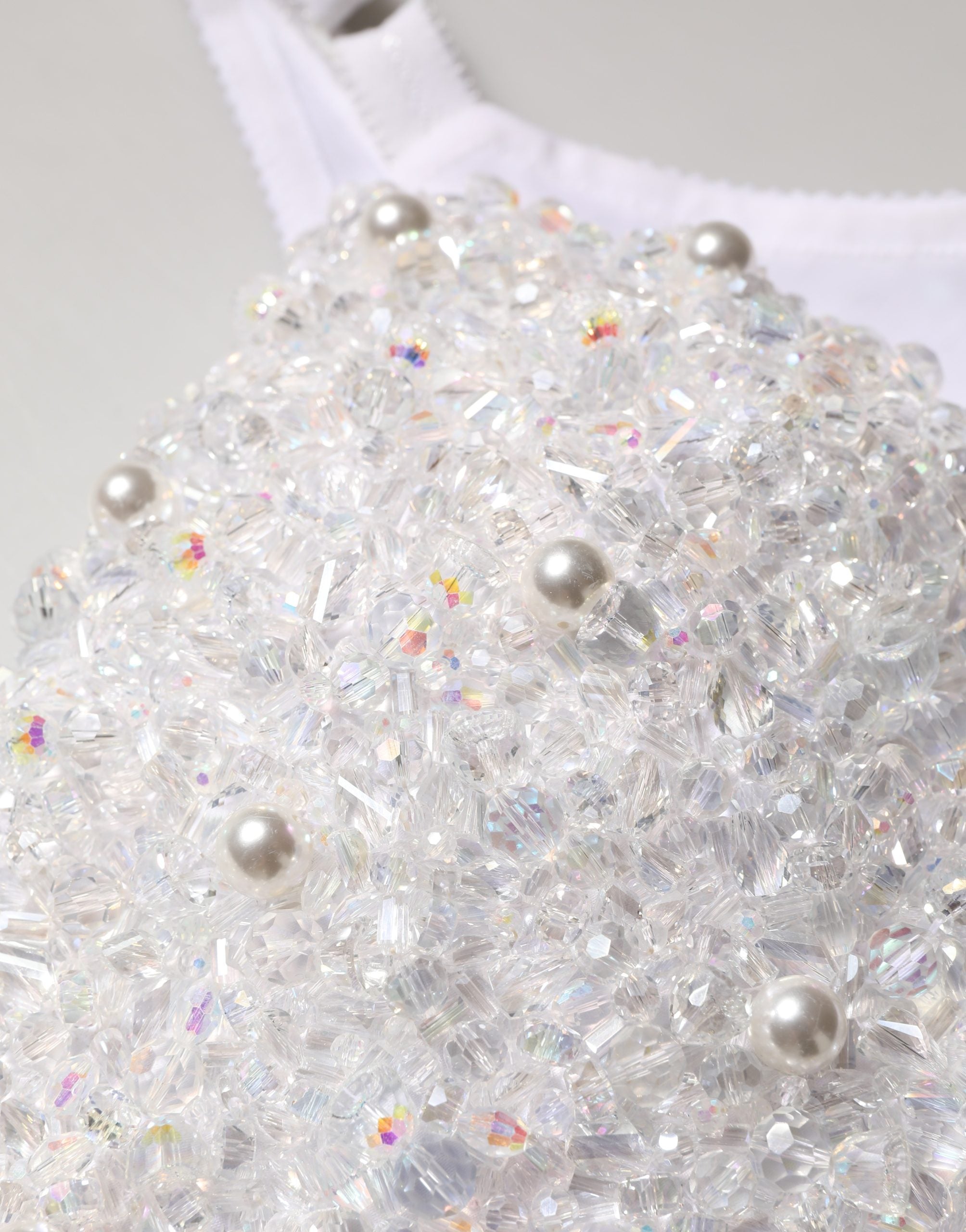 Dolce & Gabbana White Pearls Beaded Corset Bustier Crop Women's Top