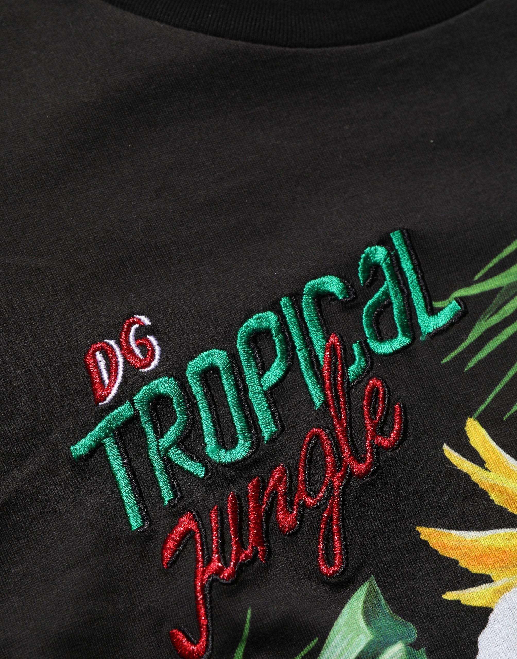 Dolce & Gabbana Black Tropical Jungle Round Neck Women's T-shirt (Pre-Owned)