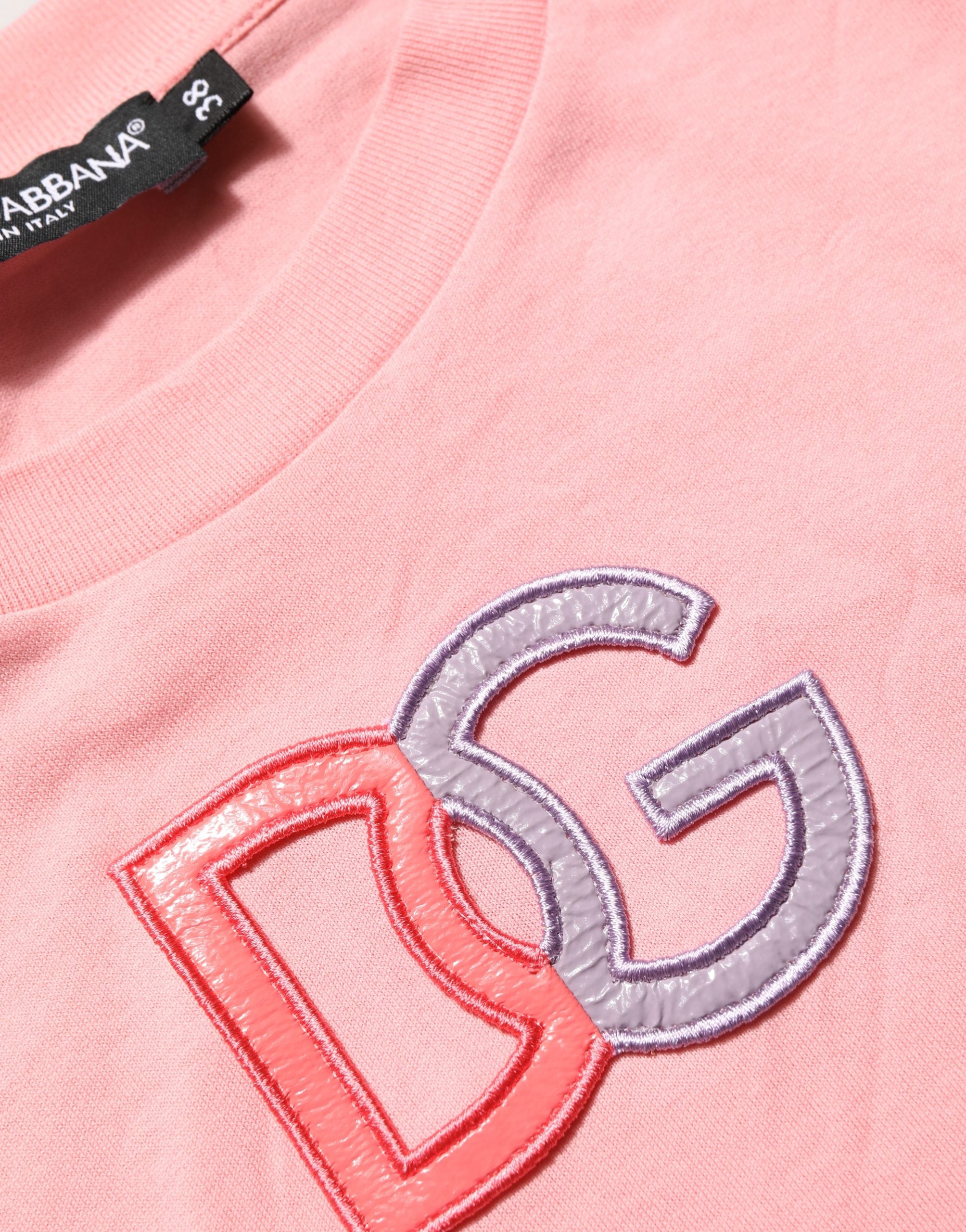 Dolce & Gabbana Pink Cotton DG Logo Round Neck Tank Women's T-shirt