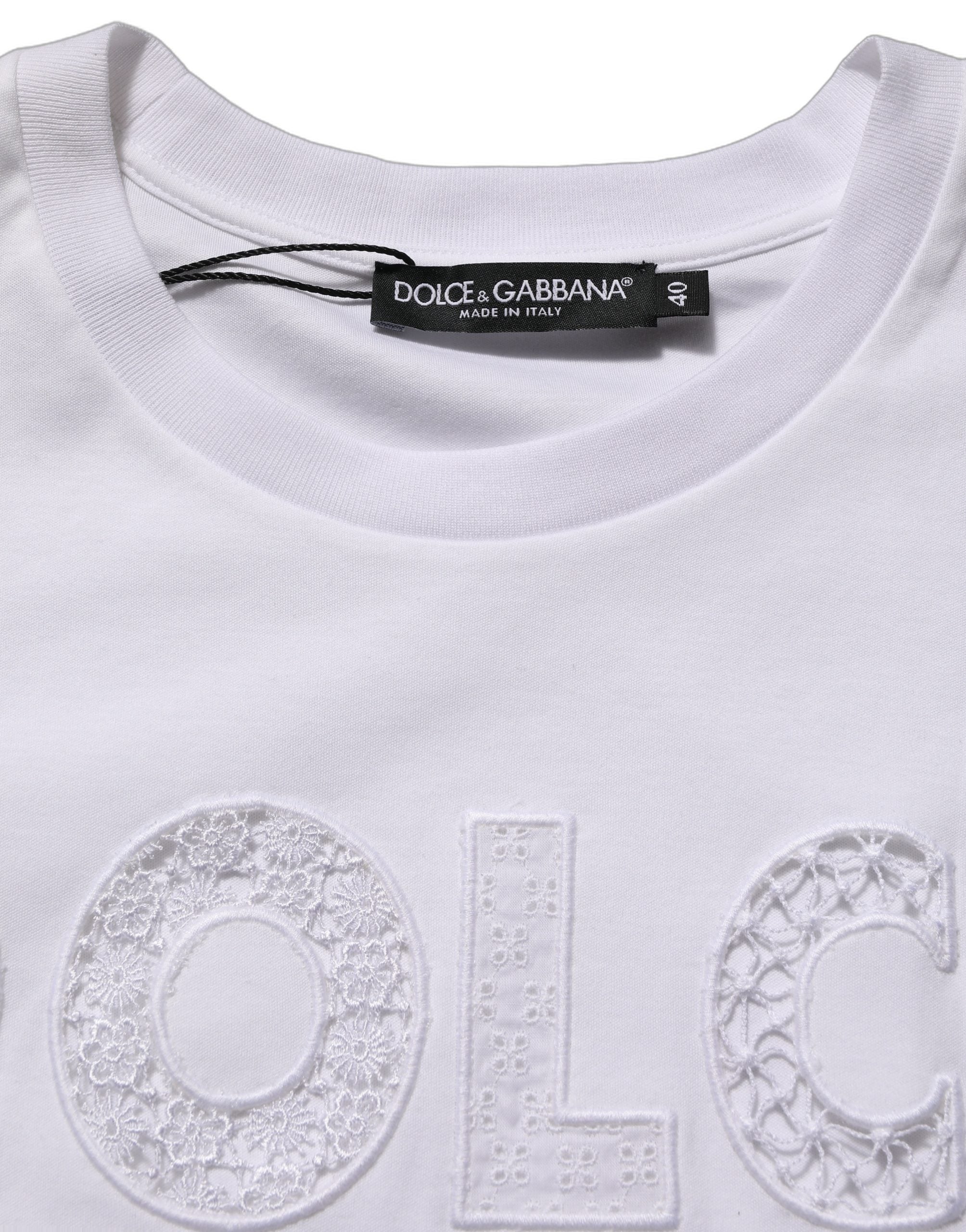 Dolce & Gabbana White Logo Round Neck Sleeveless Women's T-shirt