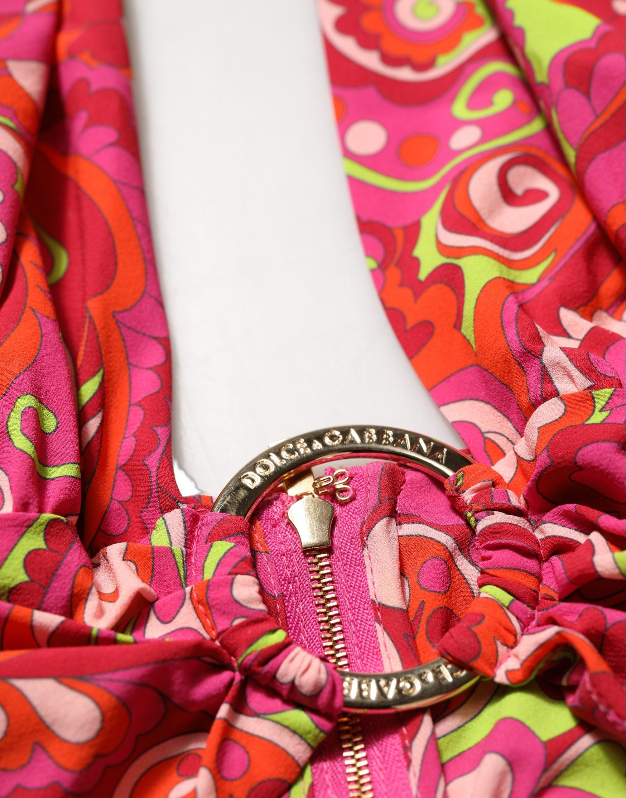 Dolce & Gabbana Red Paisley Silk Halter Neck Crop Tank Women's Top