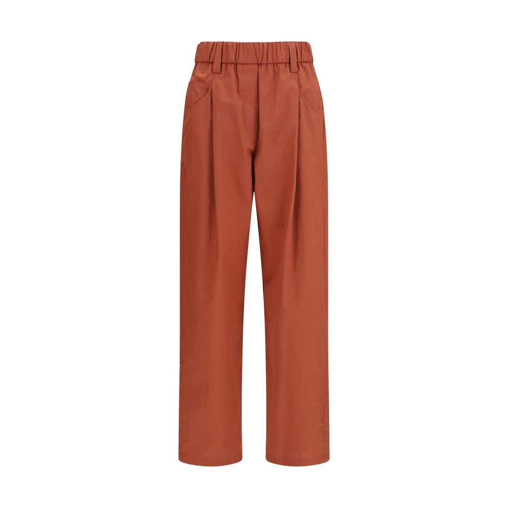 Brunello Cucinelli Orange Cotton Casual Women's Pants