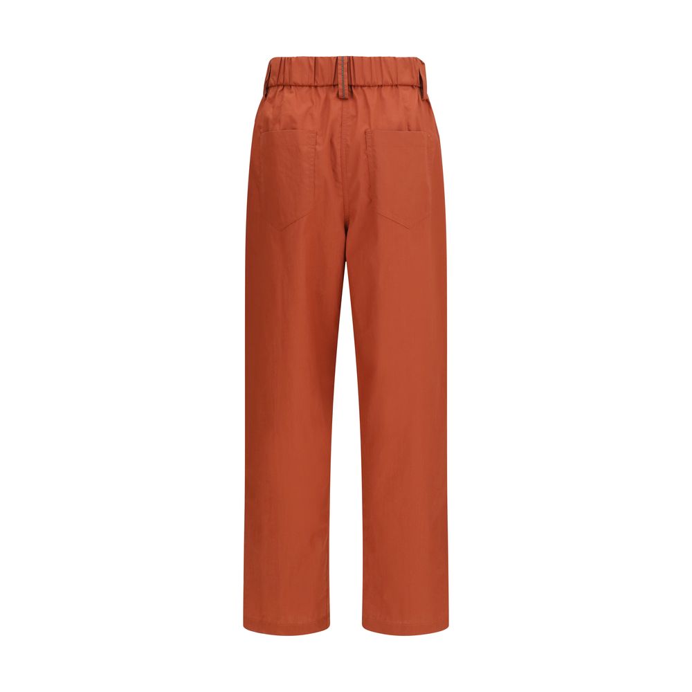 Brunello Cucinelli Orange Cotton Casual Women's Pants