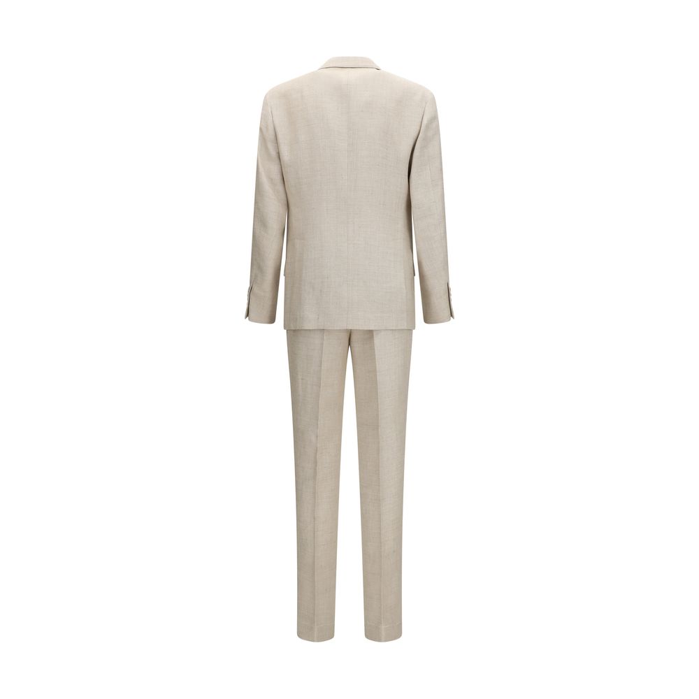 Brunello Cucinelli Beige Silk Two-Piece Men's Suit