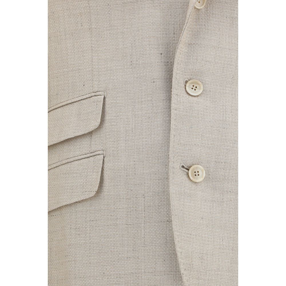 Brunello Cucinelli Beige Silk Two-Piece Men's Suit