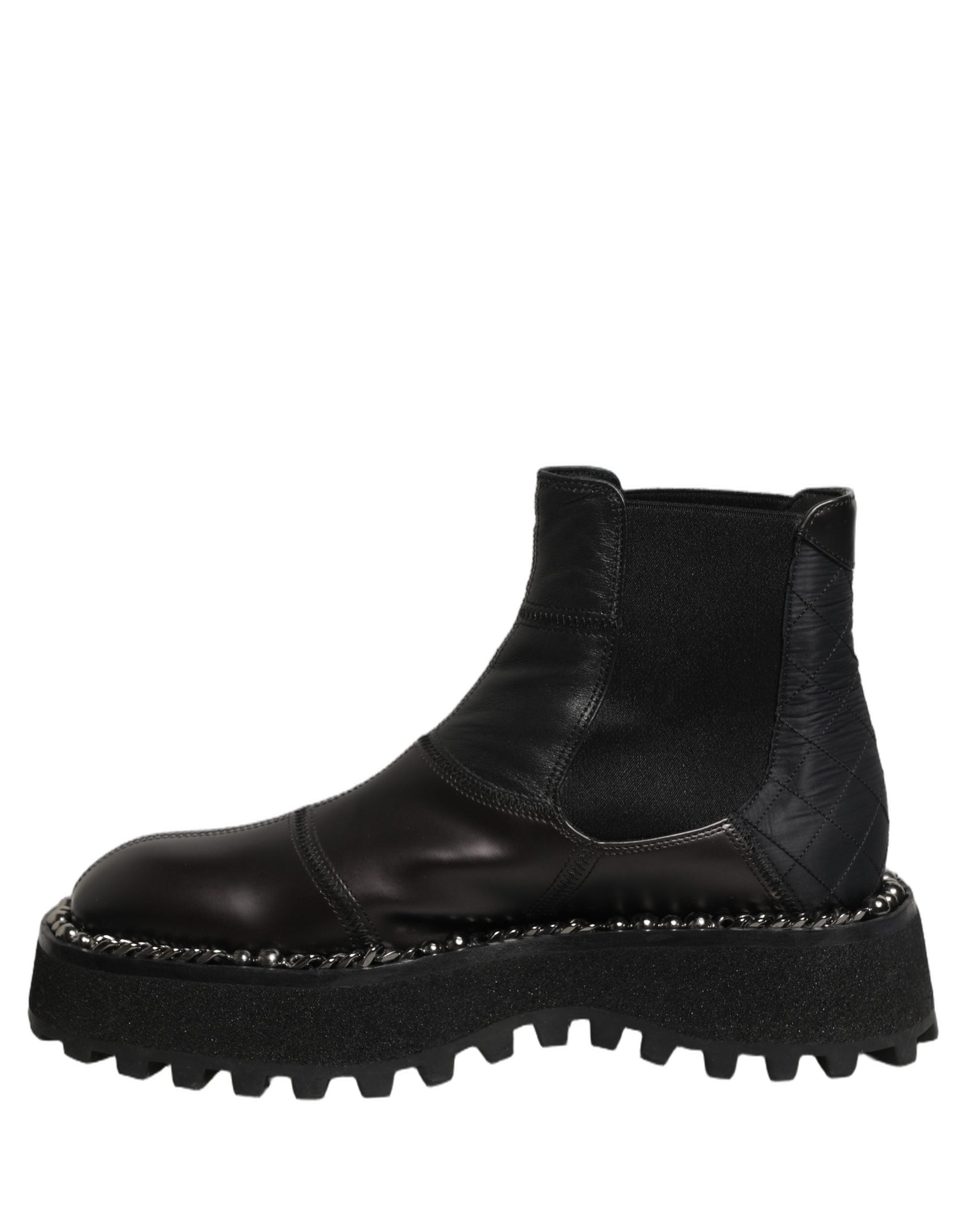Dolce & Gabbana Black Leather Slip On Chelsea Boots Men's Shoes