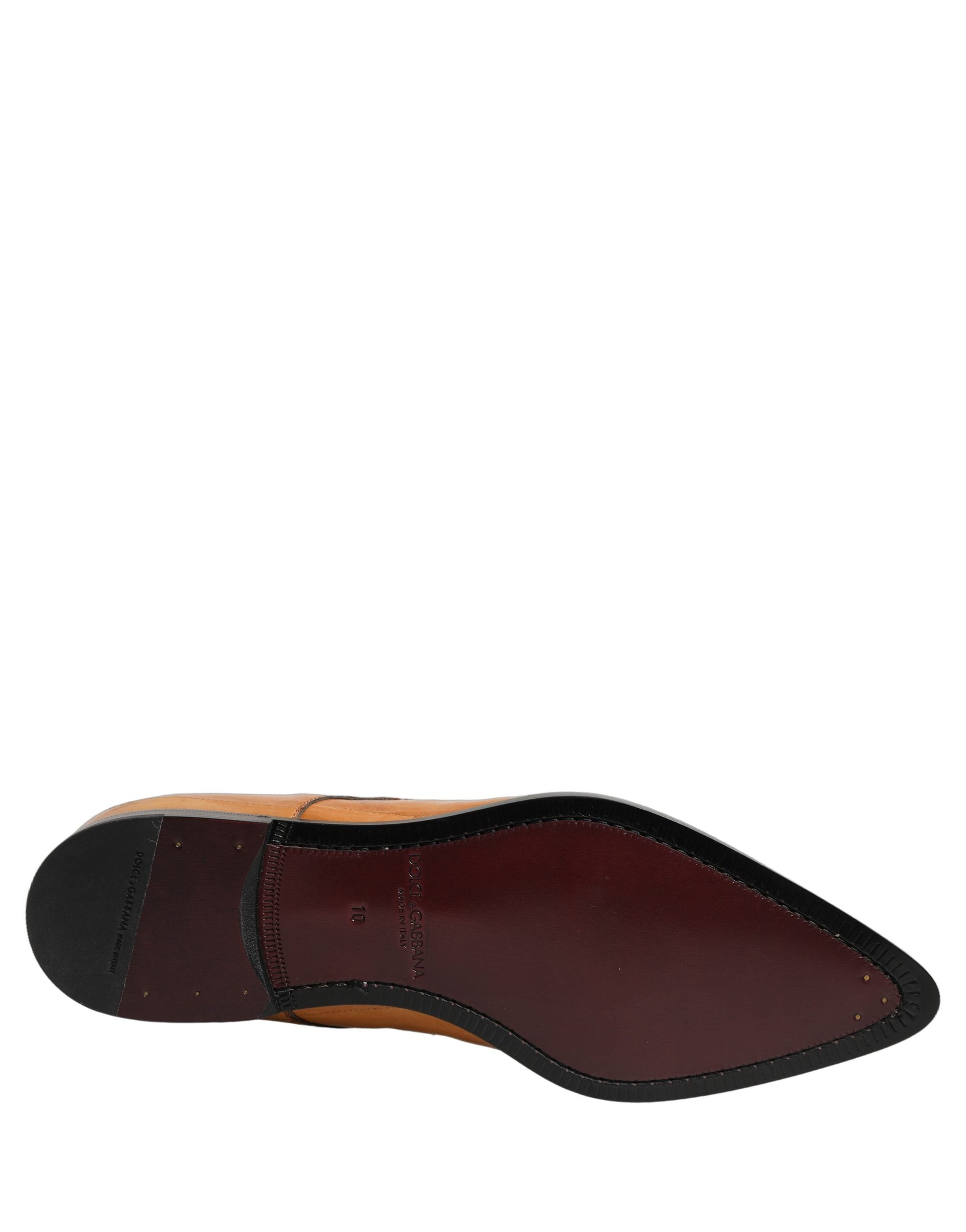 Dolce & Gabbana Brown Leather Lace Up Men Derby Dress Men's Shoes