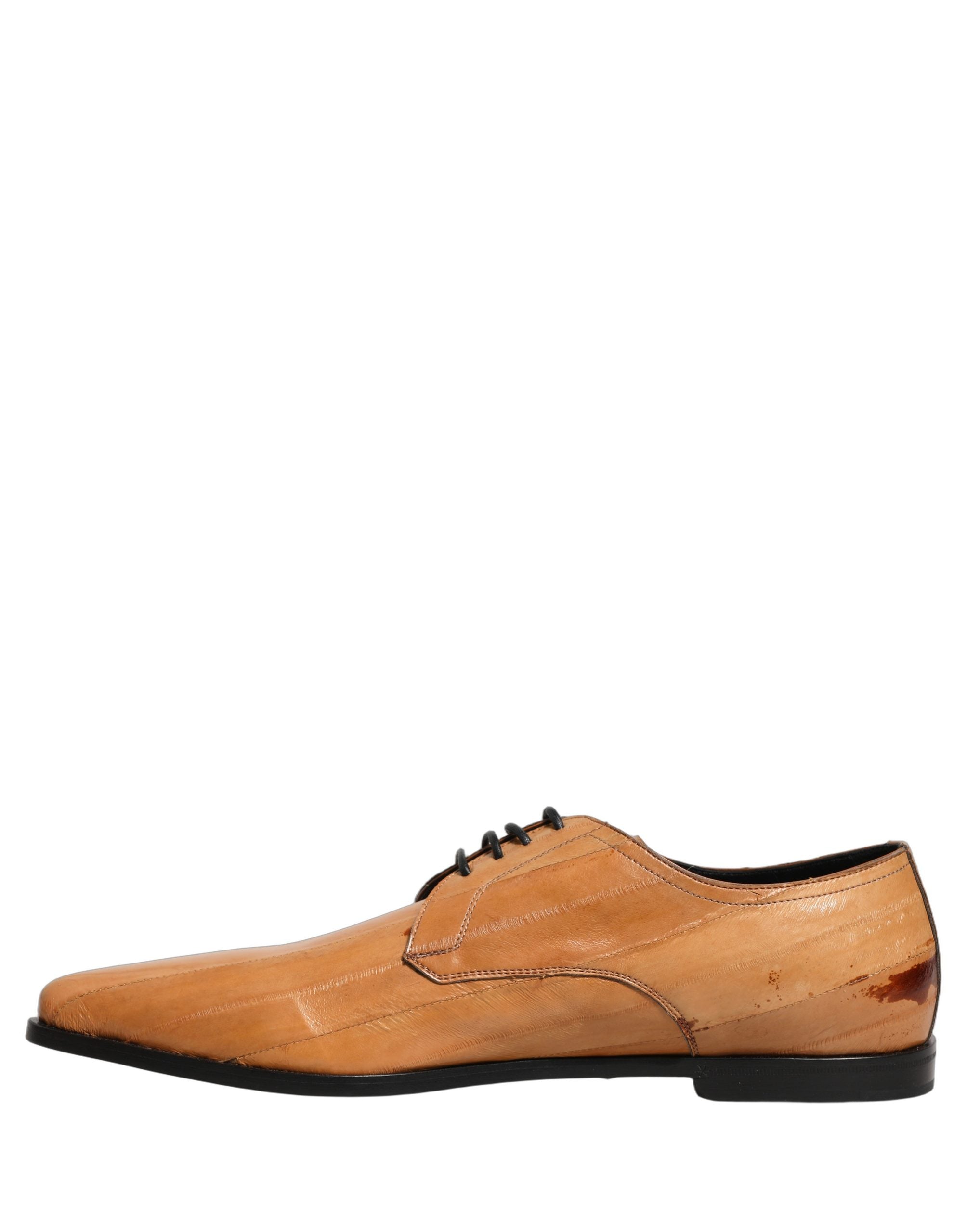 Dolce & Gabbana Brown Leather Lace Up Men Derby Dress Men's Shoes