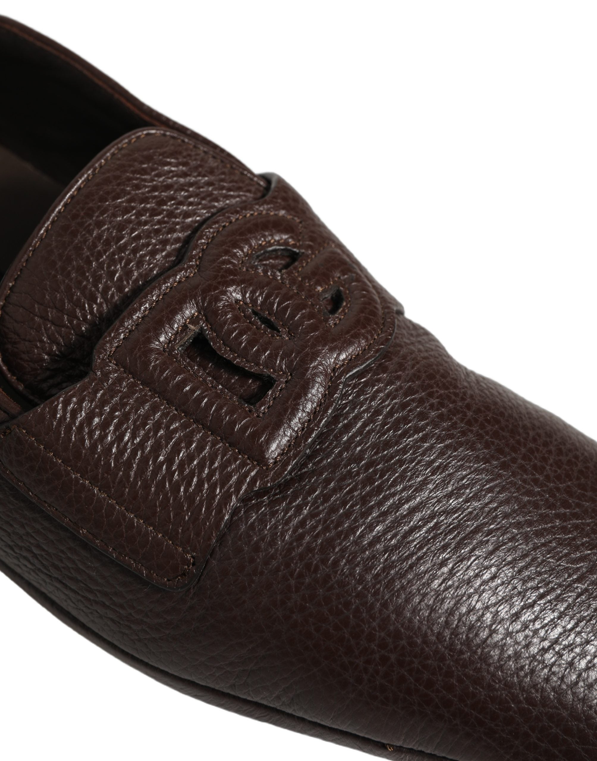Dolce & Gabbana Brown Deerskin Leather Driver Loafers Men's Shoes