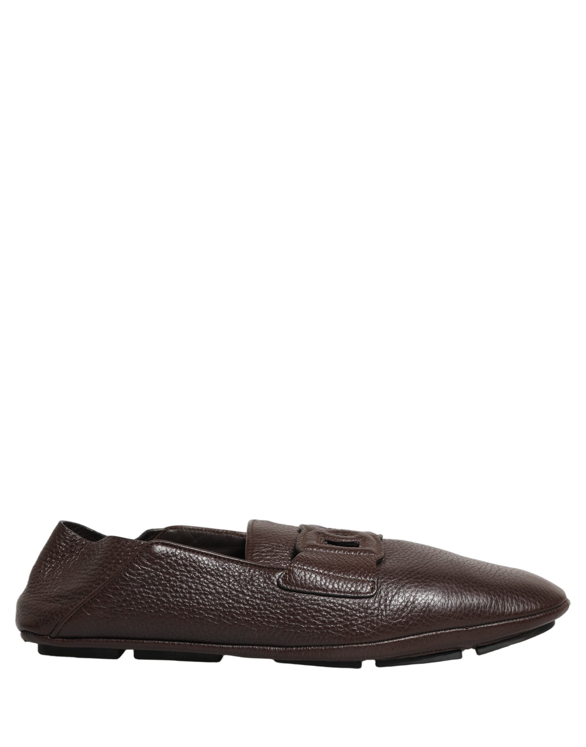 Dolce & Gabbana Brown Deerskin Leather Driver Loafers Men's Shoes