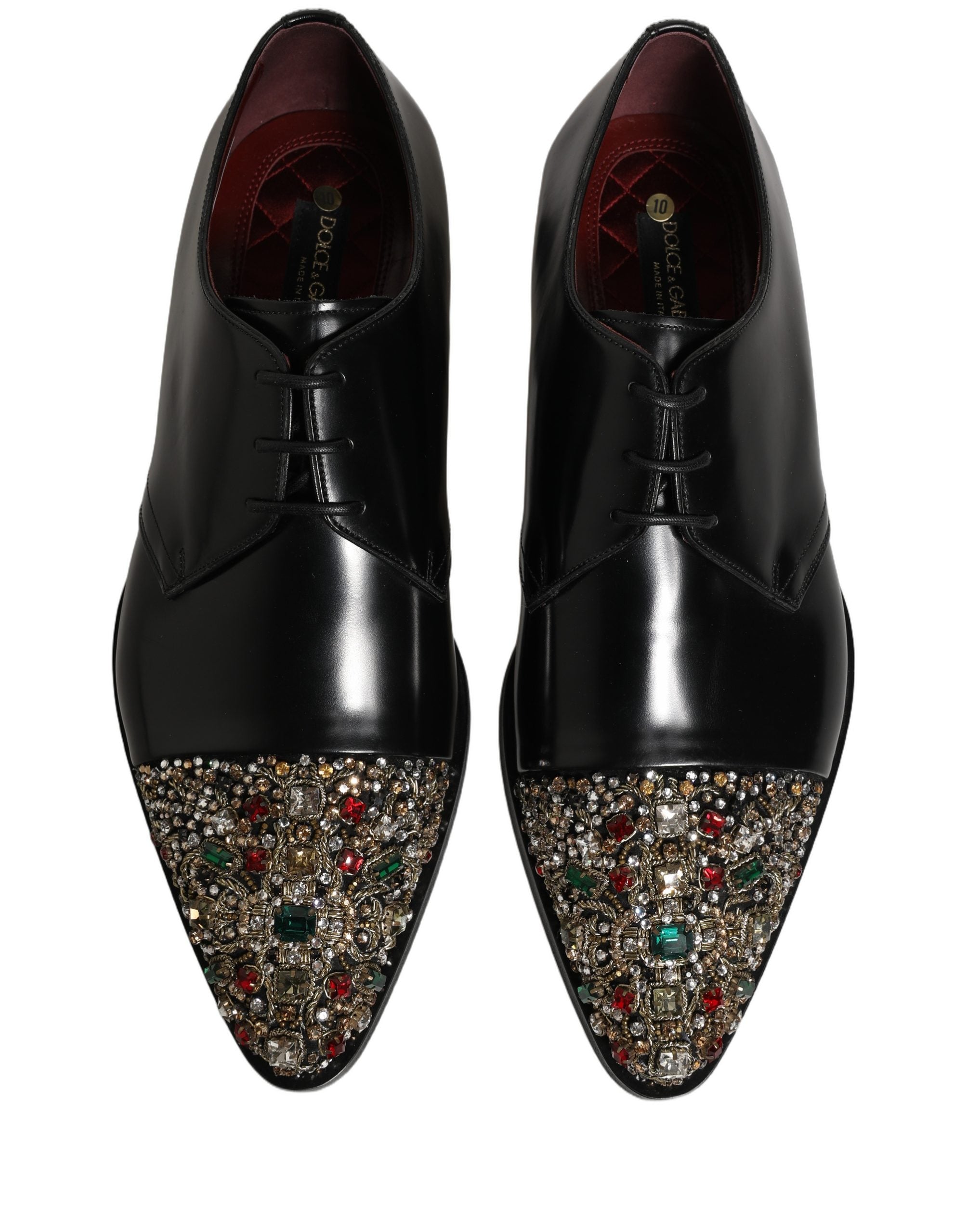 Dolce & Gabbana Black Embellished Derby Dress Formal Men's Shoes