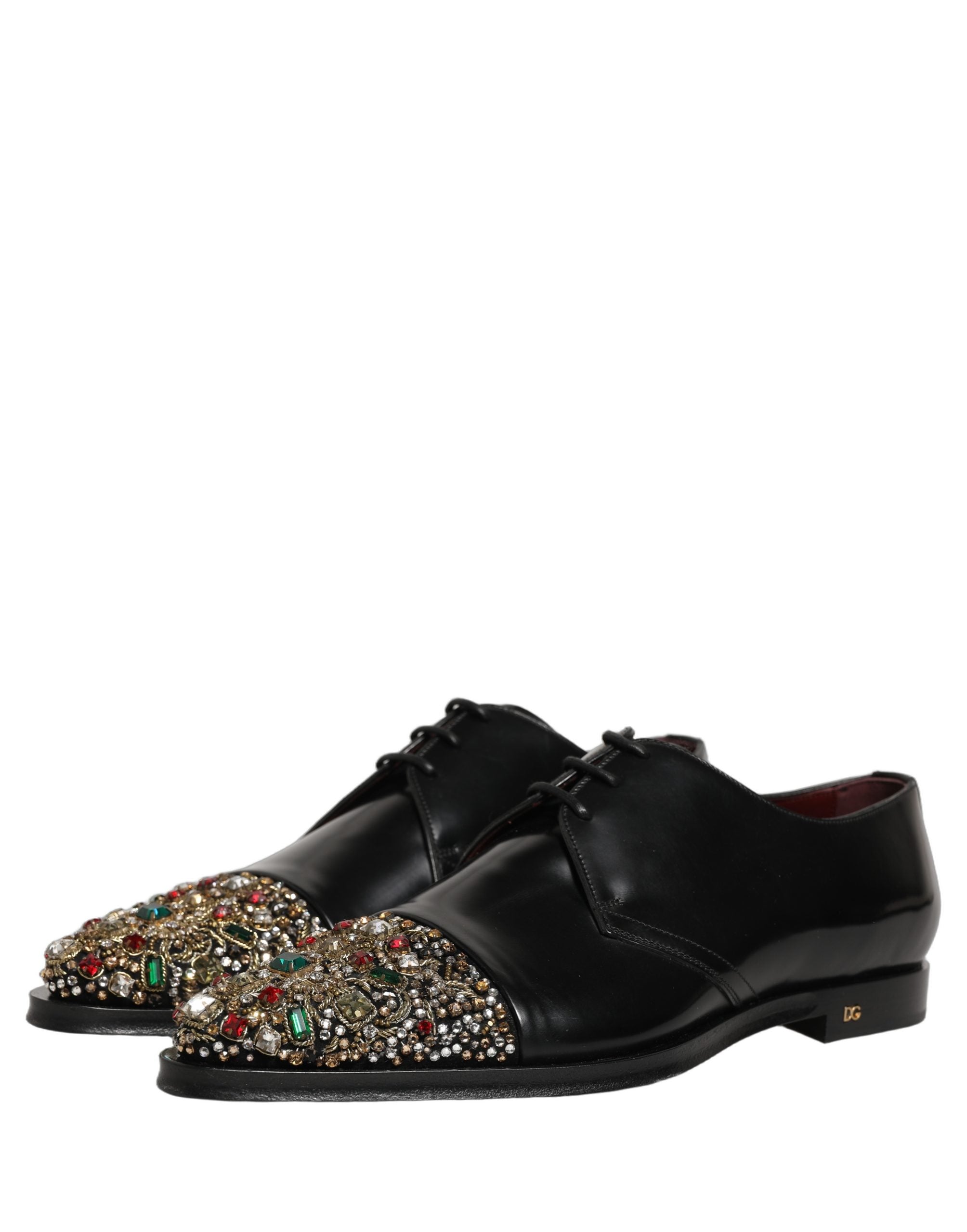 Dolce & Gabbana Black Embellished Derby Dress Formal Men's Shoes