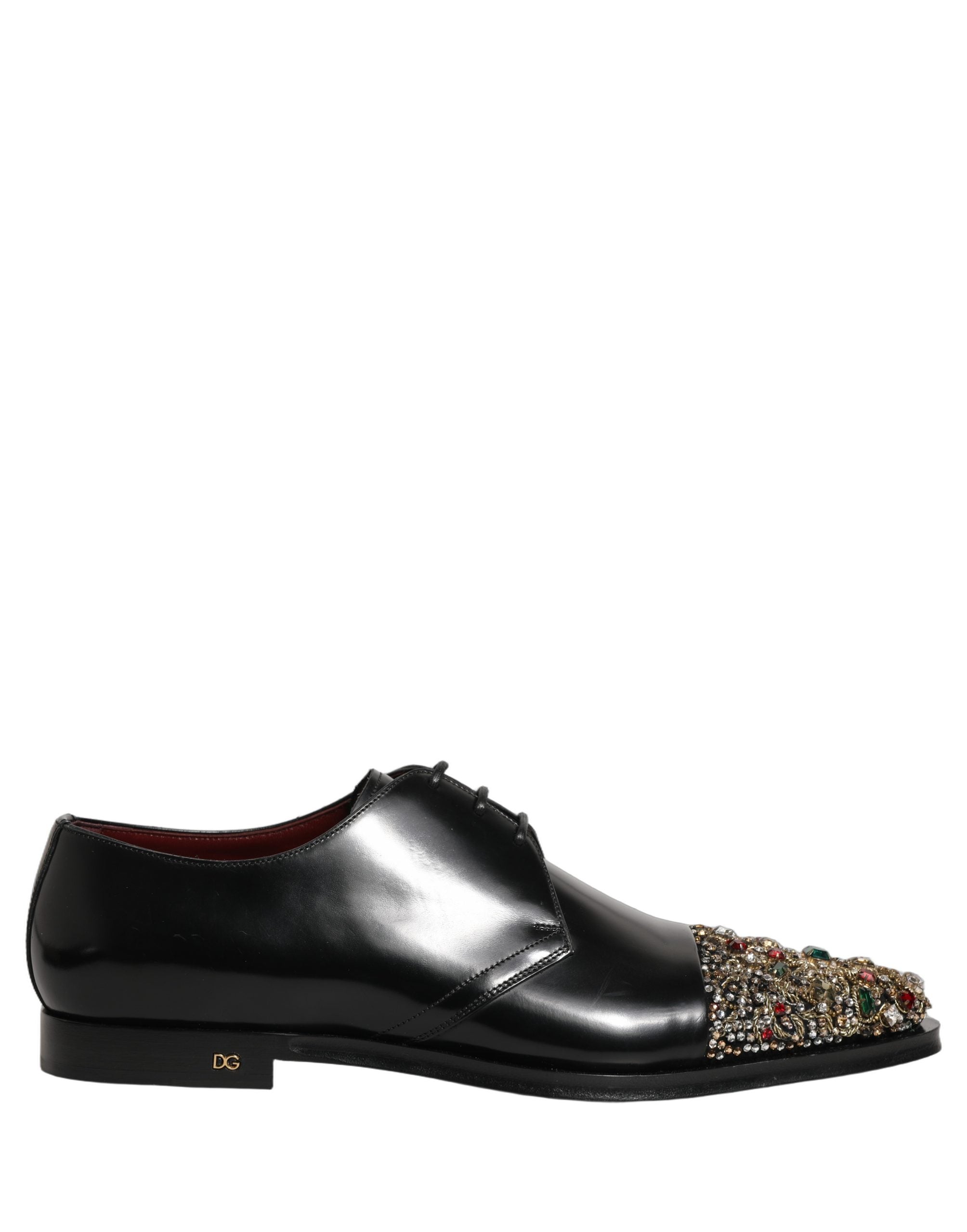 Dolce & Gabbana Black Embellished Derby Dress Formal Men's Shoes