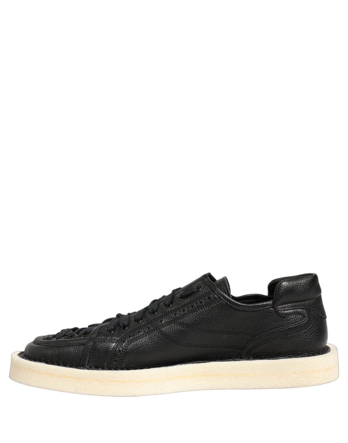 Dolce & Gabbana Black Leather Lace Up Low Top Sneakers Men's Shoes (Pre-Owned)
