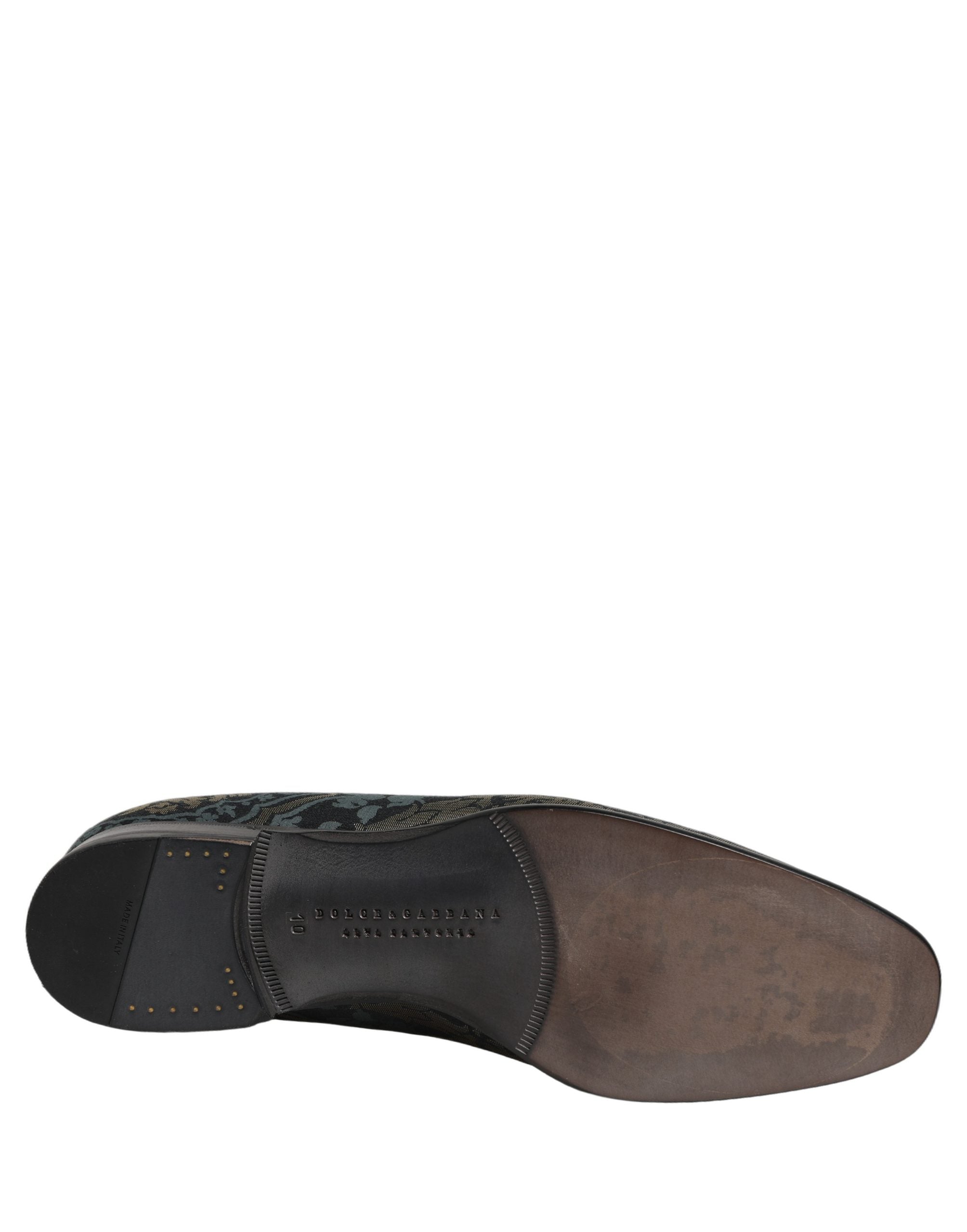 Dolce & Gabbana Black Floral Brocade Slip On Loafers Men's Shoes
