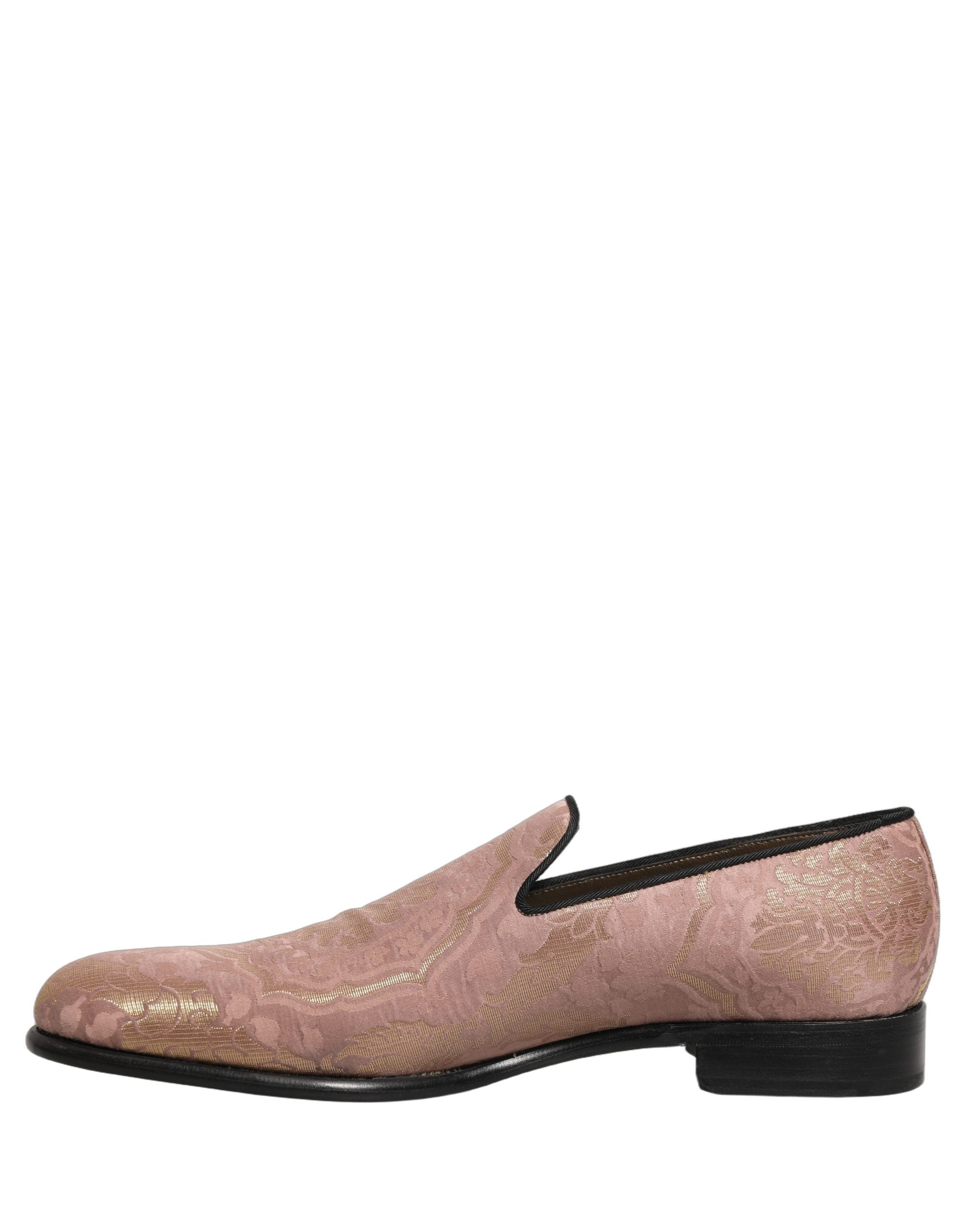 Dolce & Gabbana Pink Brocade Men Slip On Dress Loafers Men's Shoes