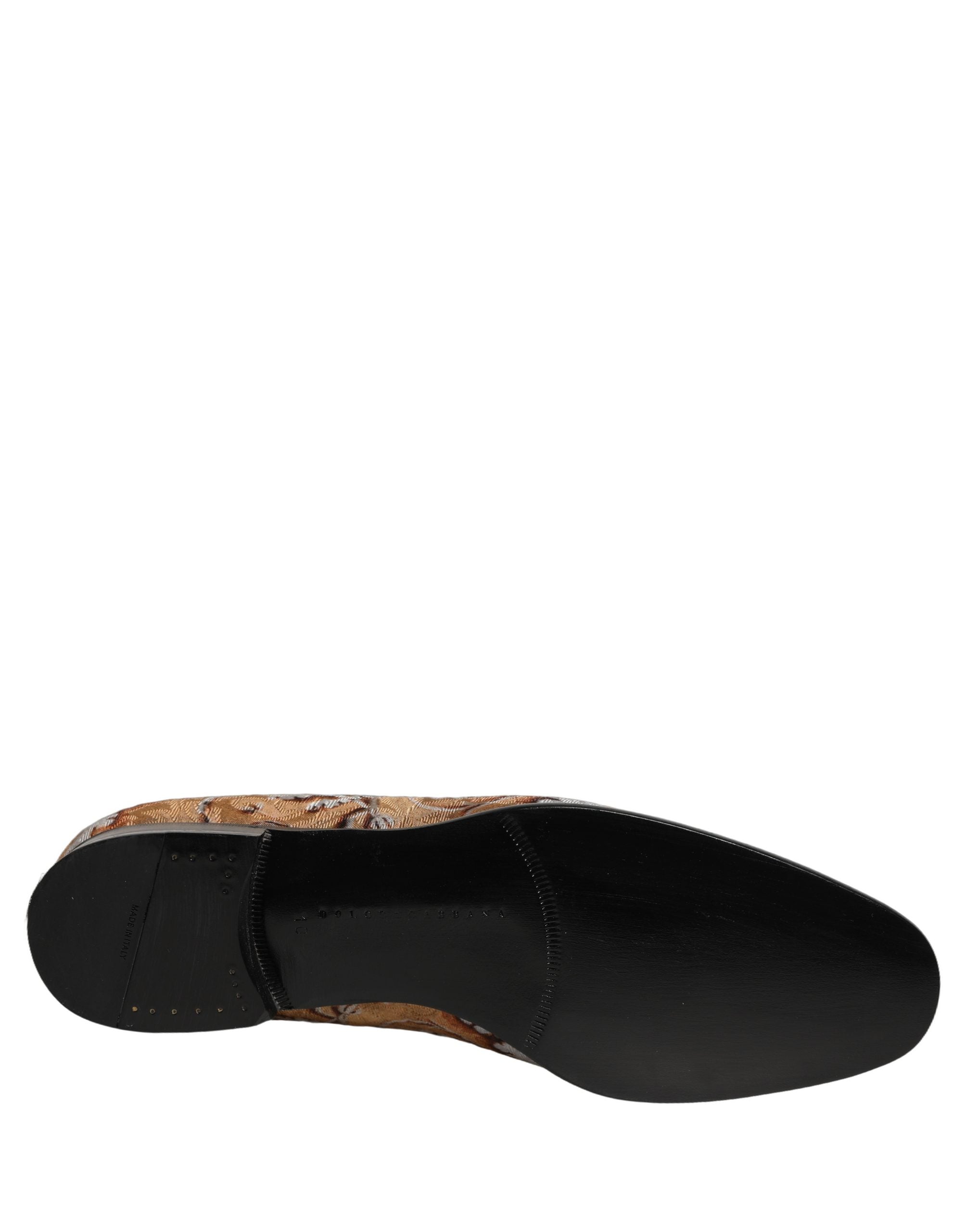 Dolce & Gabbana Gold Brocade Baroque Men Loafers Men's Shoes