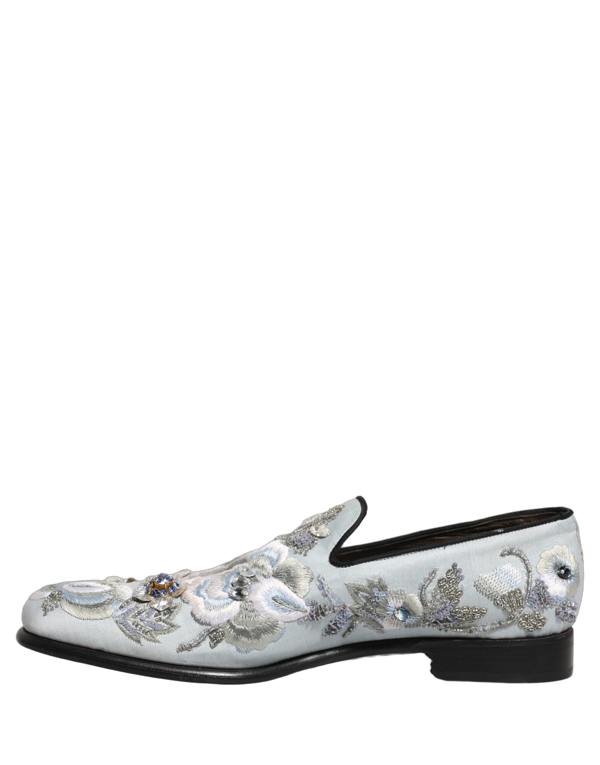 Dolce & Gabbana White Floral Embellished Men Loafers  Men's Shoes