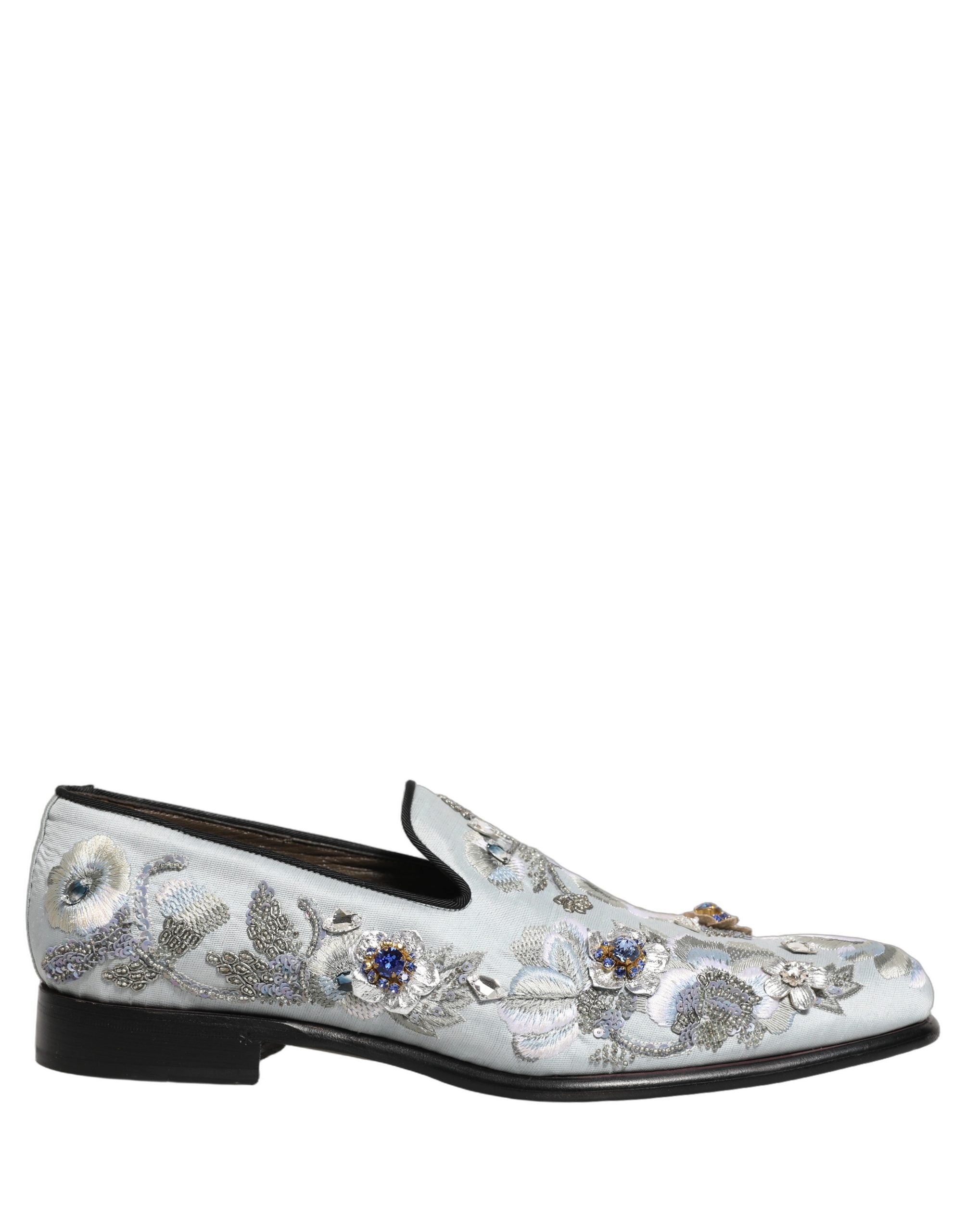 Dolce & Gabbana White Floral Embellished Men Loafers  Men's Shoes