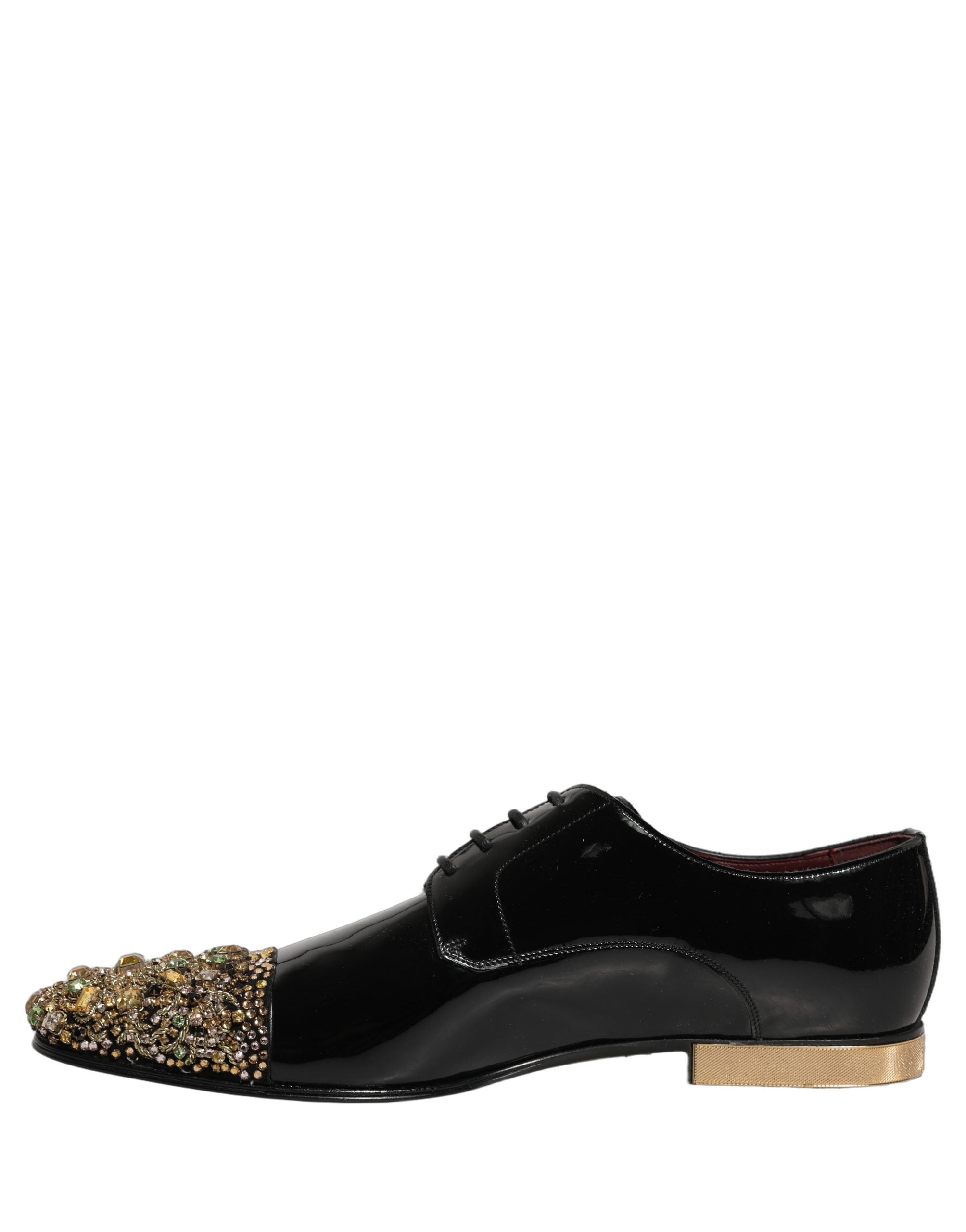Dolce & Gabbana Black Embellished Men Derby Dress Formal Men's Shoes