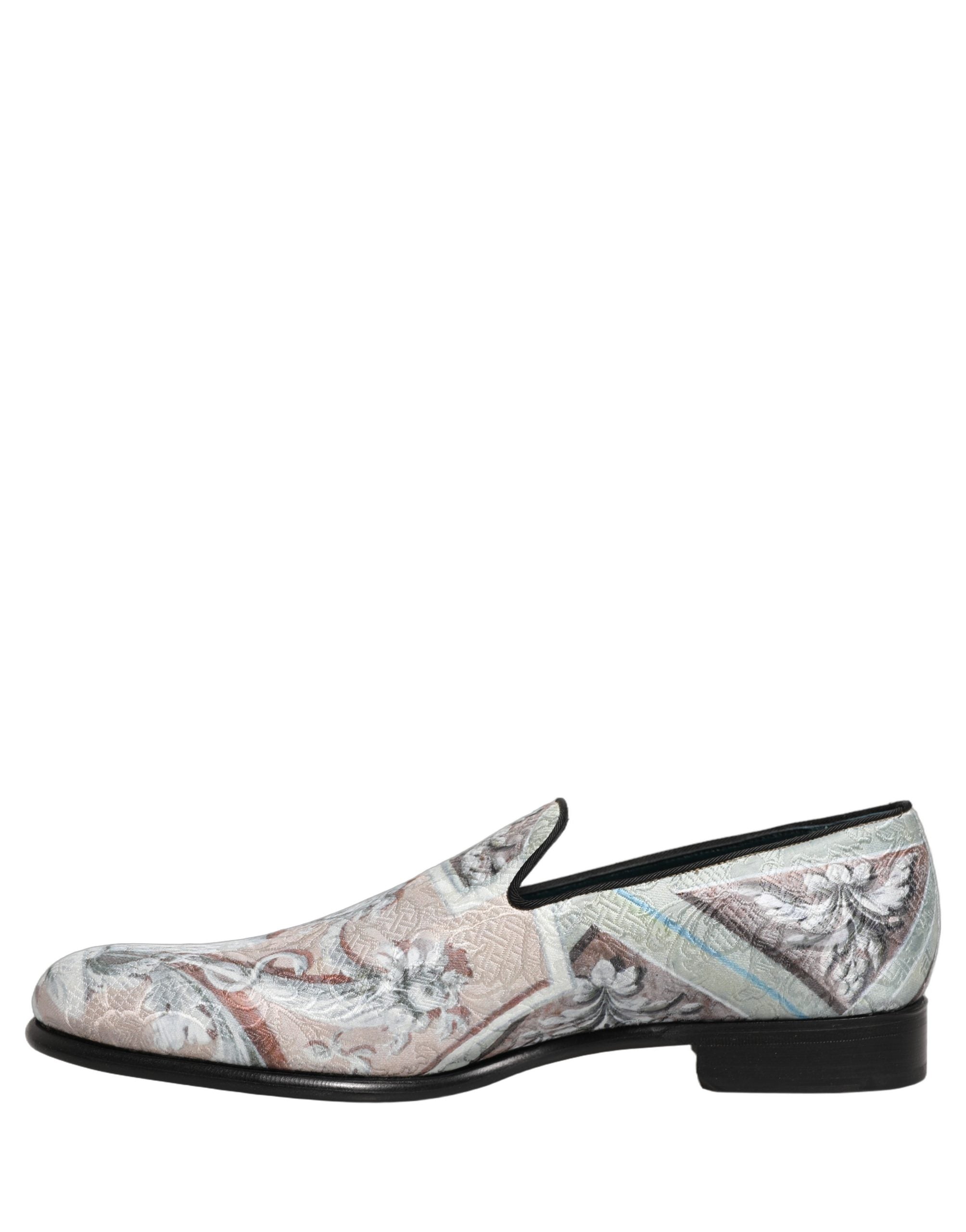 Dolce & Gabbana Multicolor Velvet Baroque Dress Loafers Men's Shoes