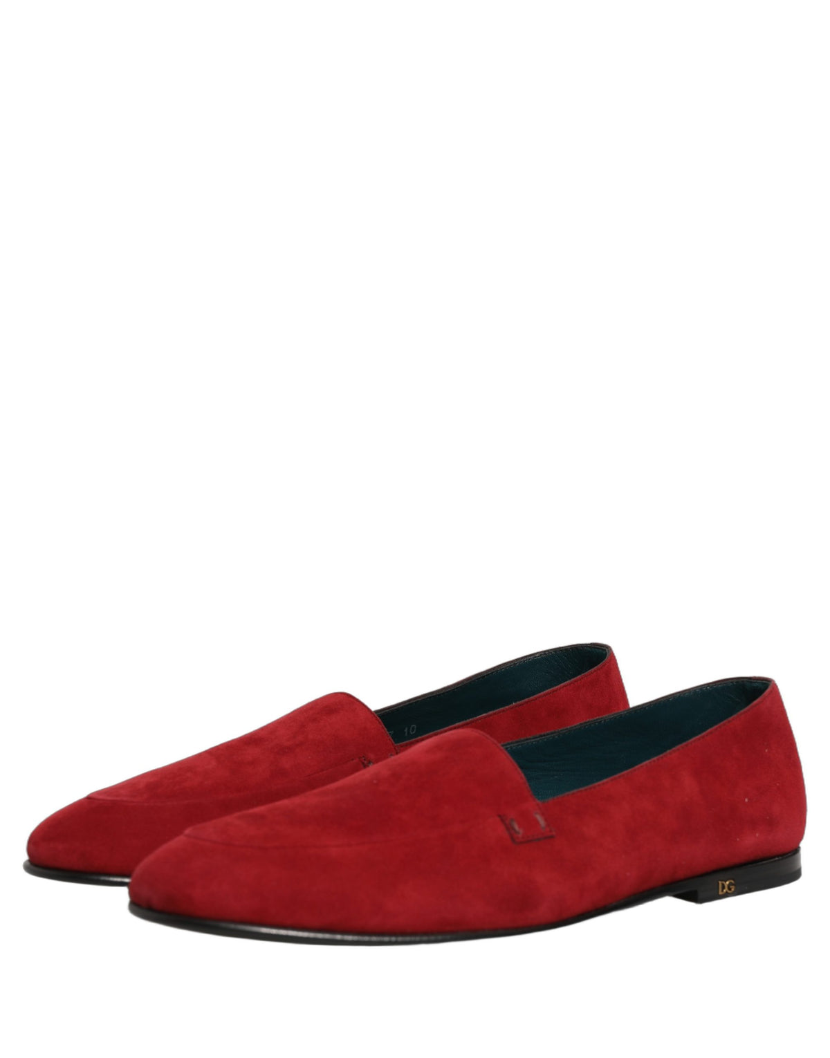 Dolce & Gabbana Red Suede Logo Slip On Flats Loafers Men's Shoes