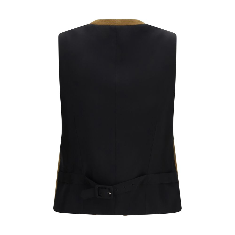 Burberry Brown Wool Oves Aries Sleeveless Women's Jacket