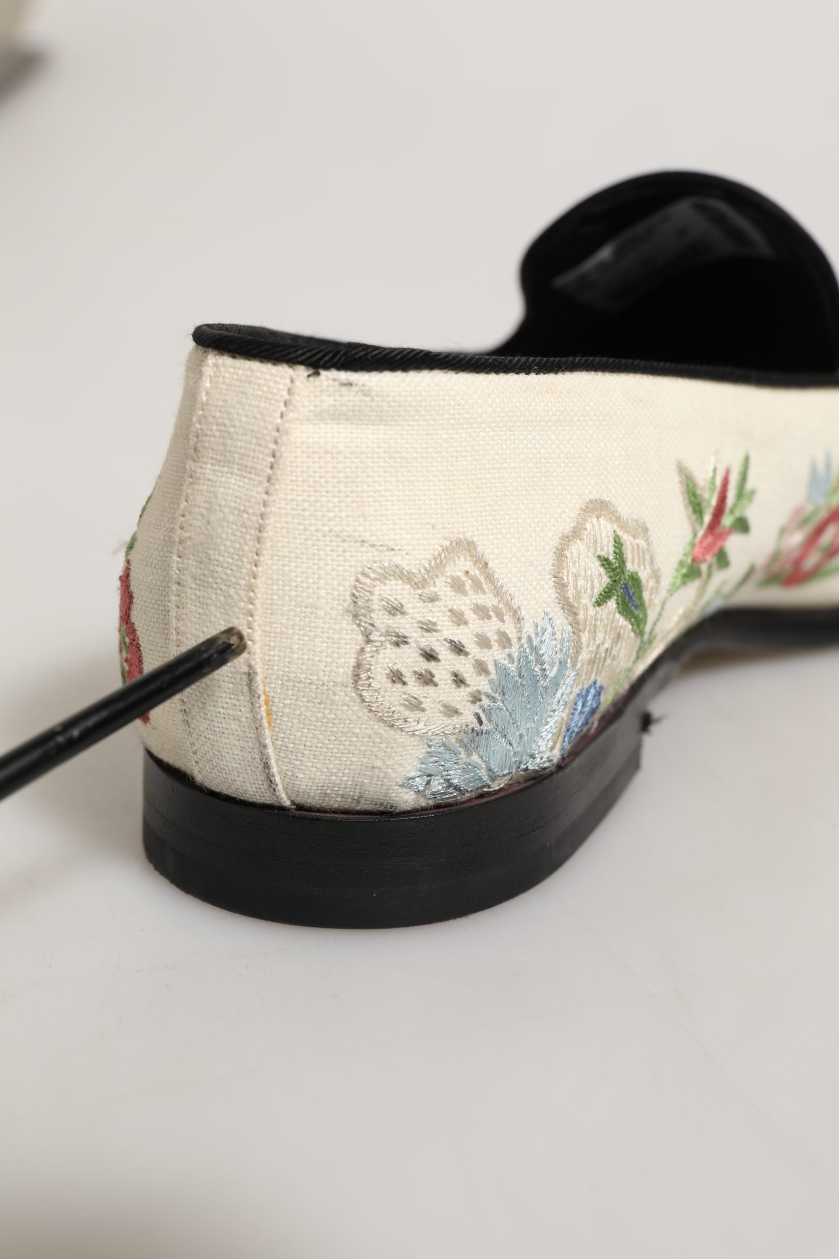 Dolce & Gabbana White Floral Embroidery Dress Loafers Men's Shoes (Pre-Owned)