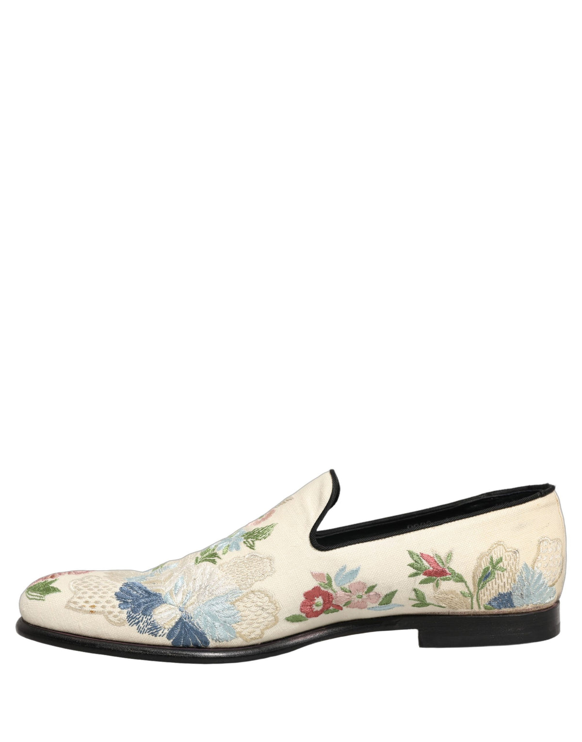 Dolce & Gabbana White Floral Embroidery Dress Loafers Men's Shoes (Pre-Owned)