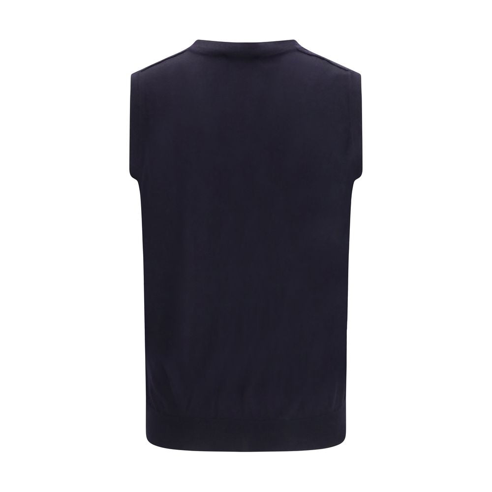 Aragona Cashmere Blue Wool Oves Aries Sleeveles Men's Sweater