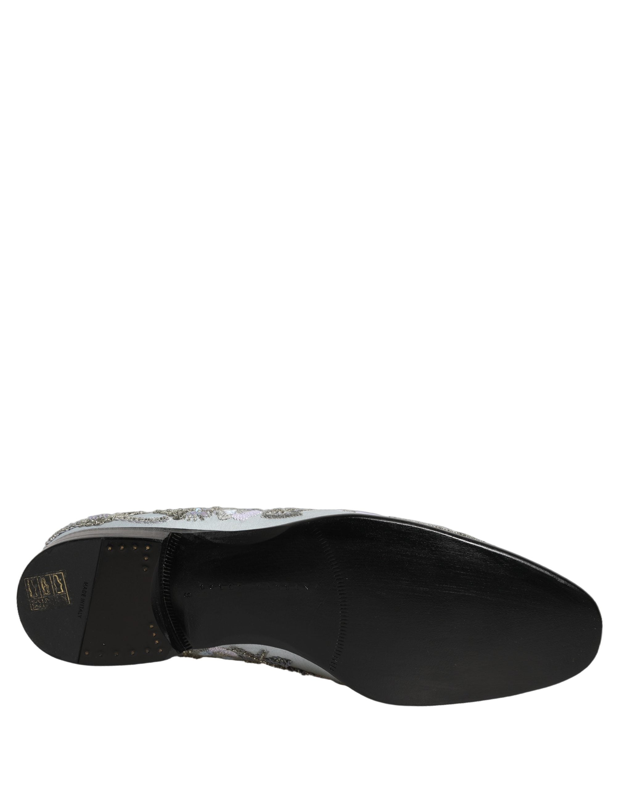 Dolce & Gabbana White Floral Embellished Men Loafers Men's Shoes (Pre-Owned)