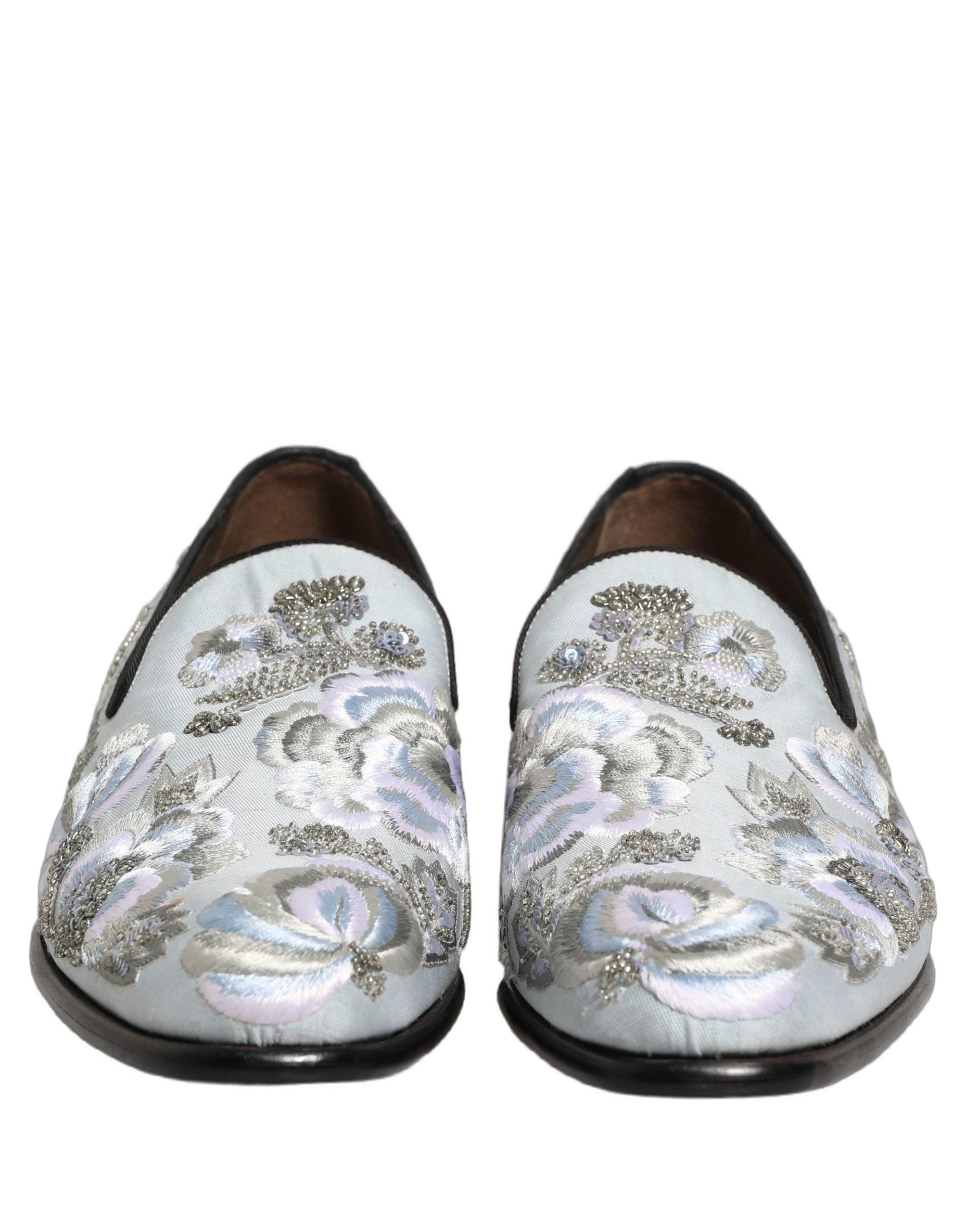 Dolce & Gabbana White Floral Embellished Men Loafers Men's Shoes (Pre-Owned)