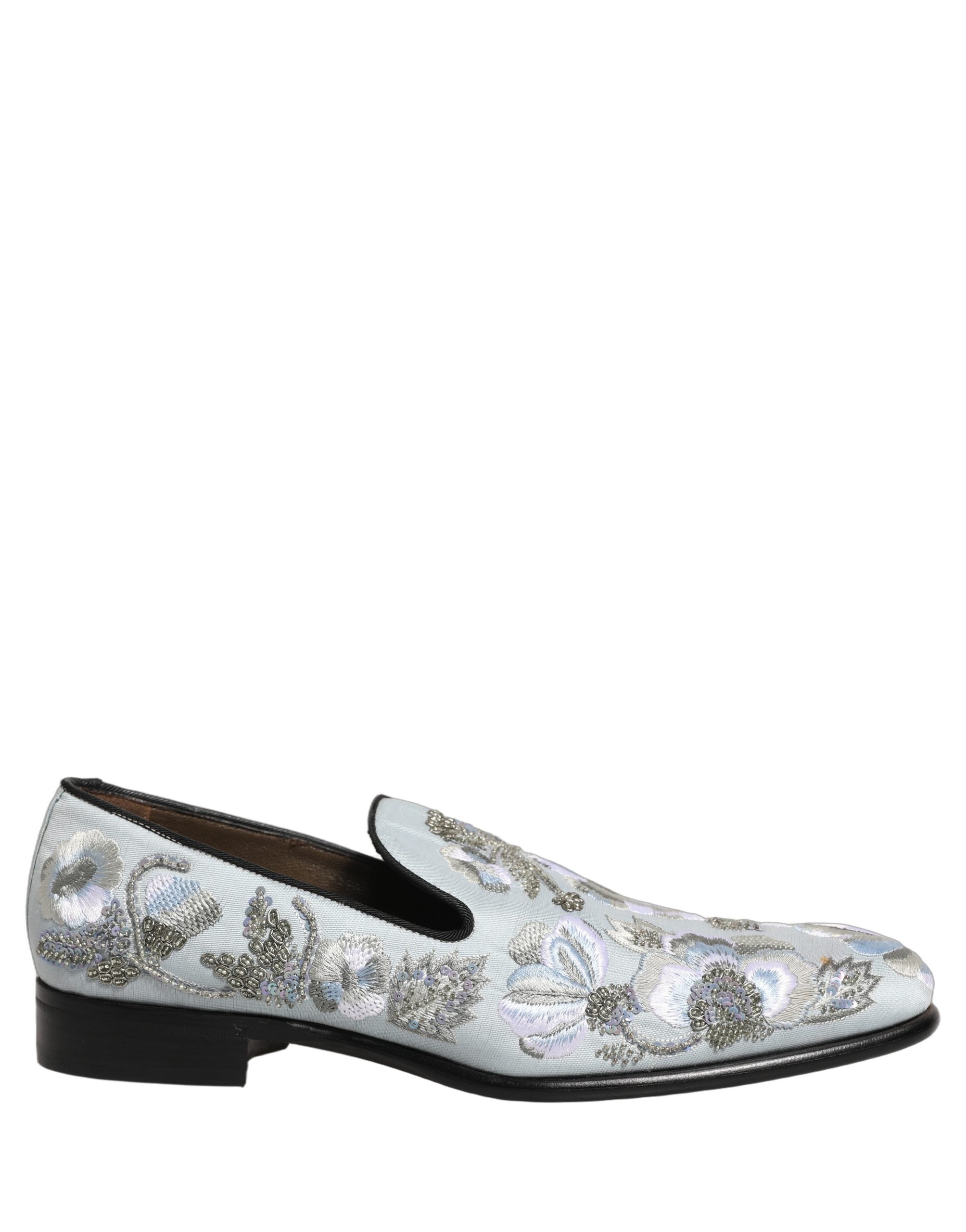 Dolce & Gabbana White Floral Embellished Men Loafers Men's Shoes (Pre-Owned)
