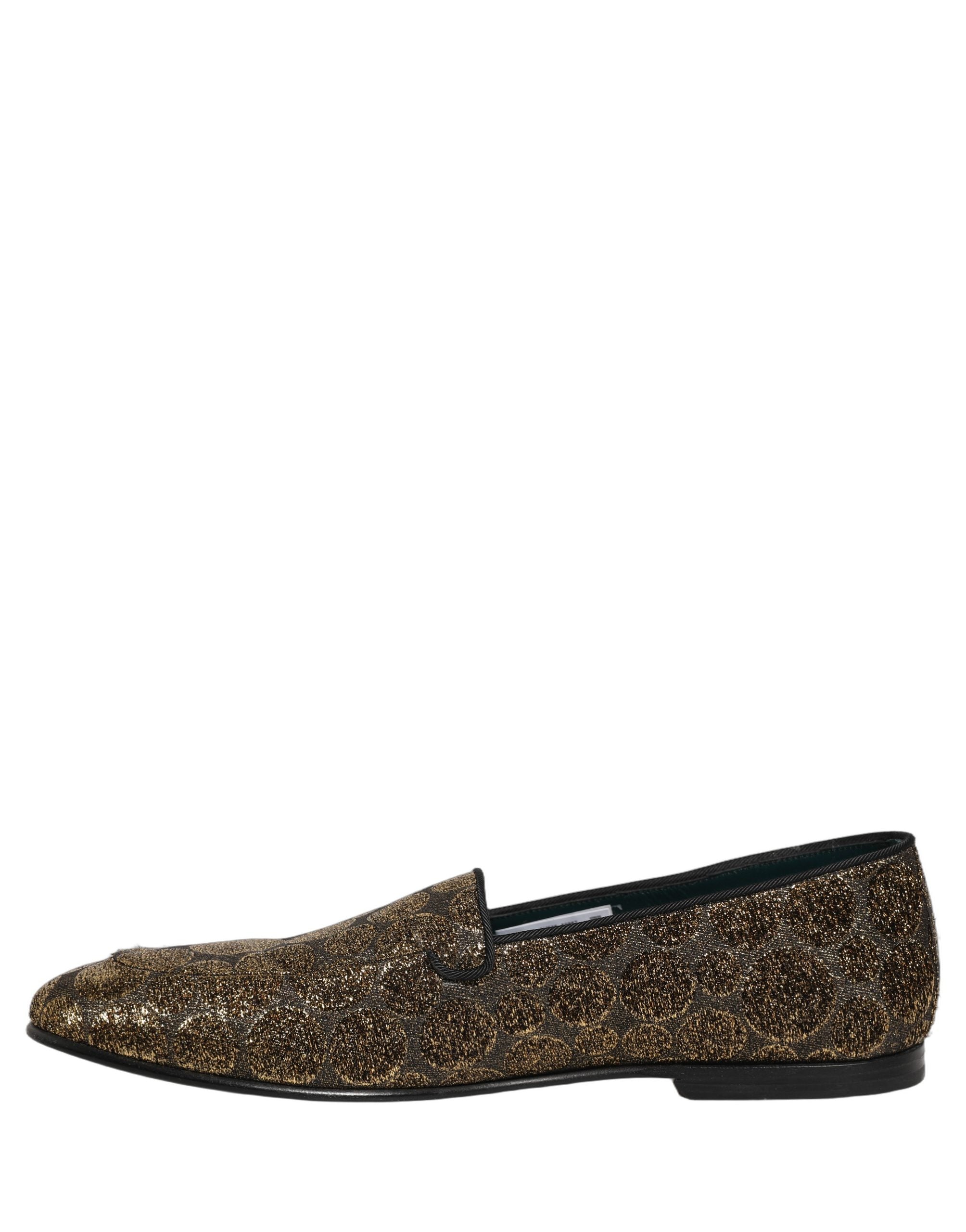 Dolce & Gabbana Gold Lurex Glitter Men Slip On Loafers Men's Shoes